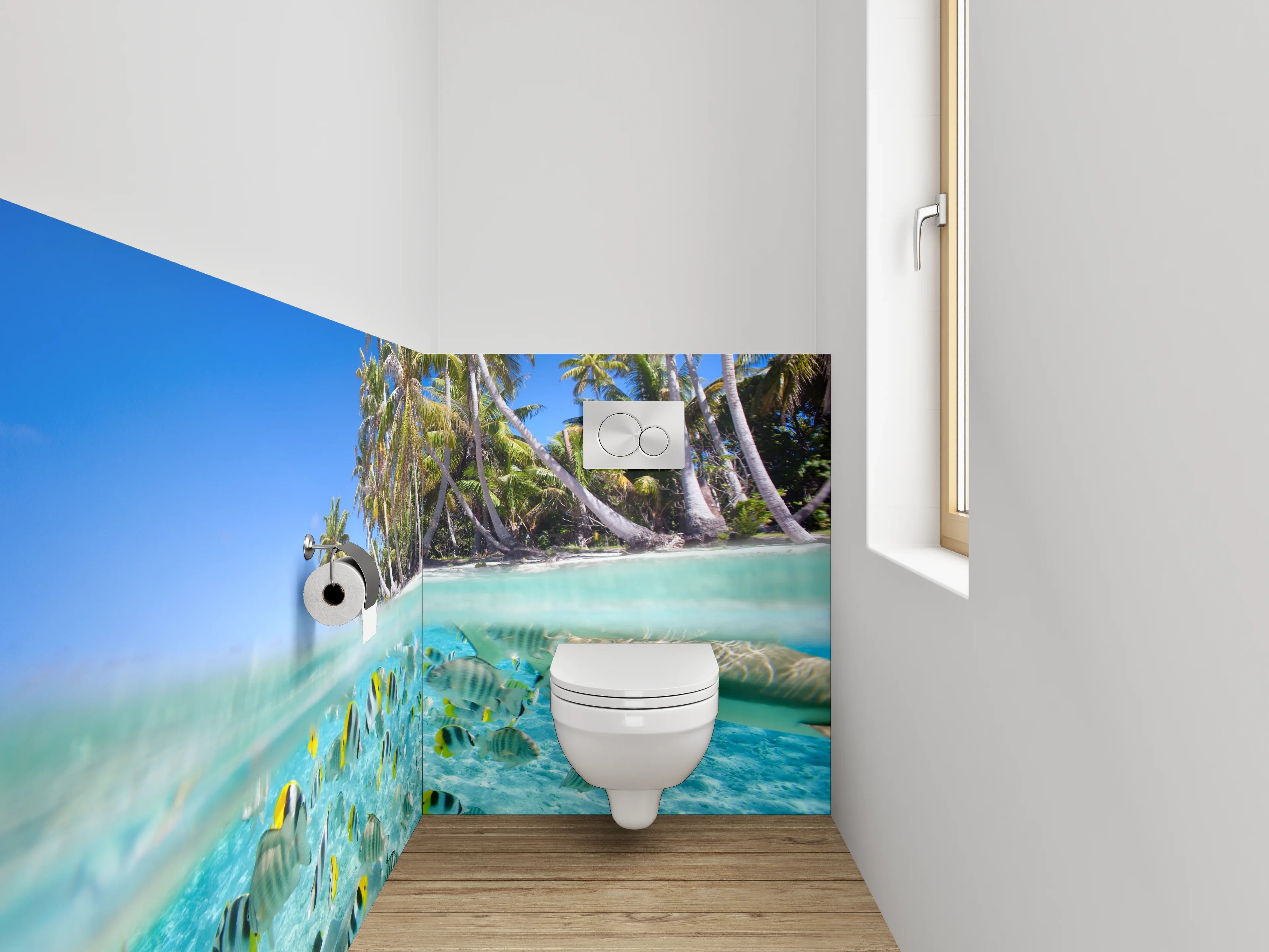 WC-Rückwand - Tropisches Paradies Unterwasserperspektive