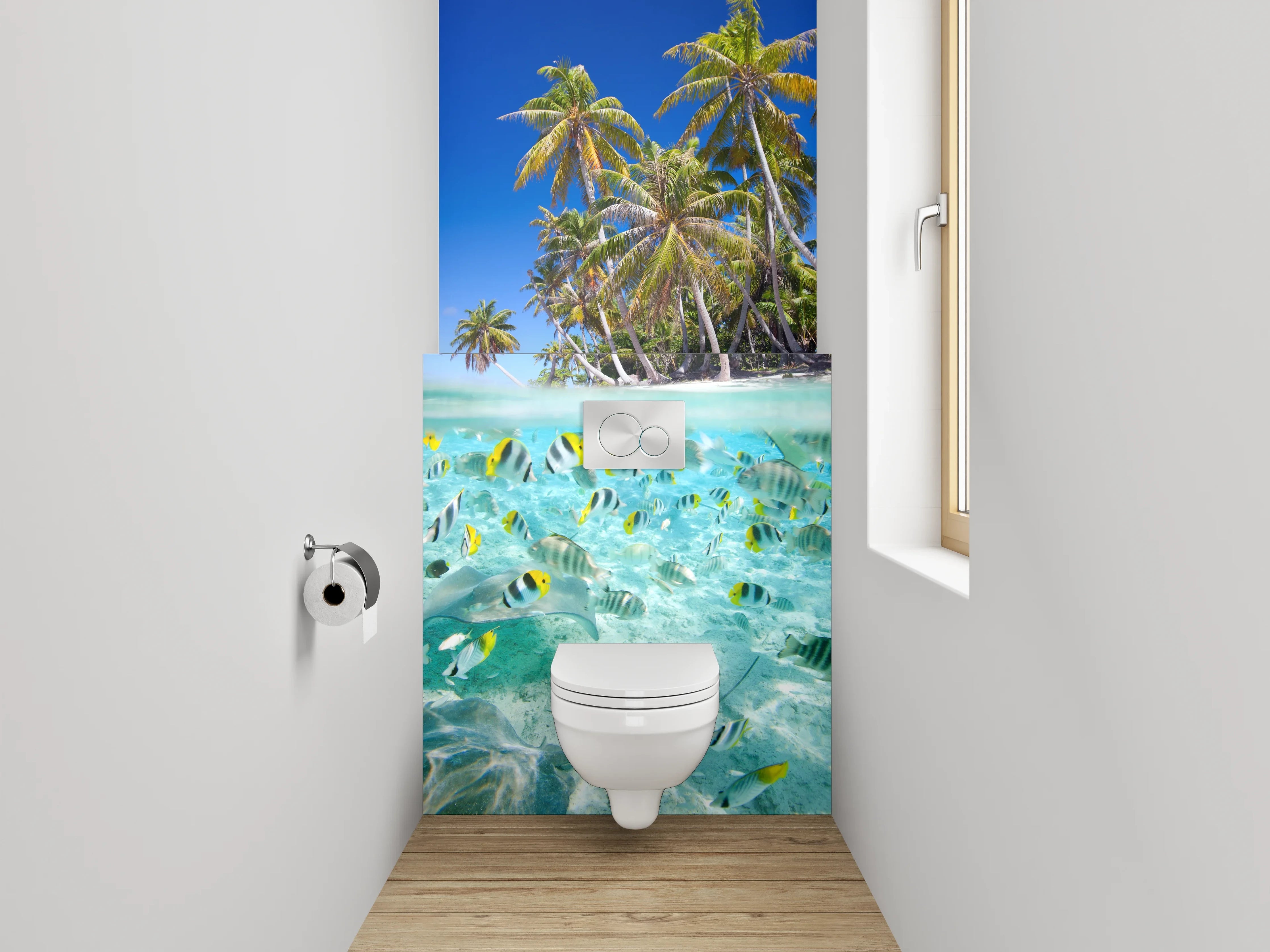 WC-Rückwand - Tropisches Paradies Unterwasserperspektive