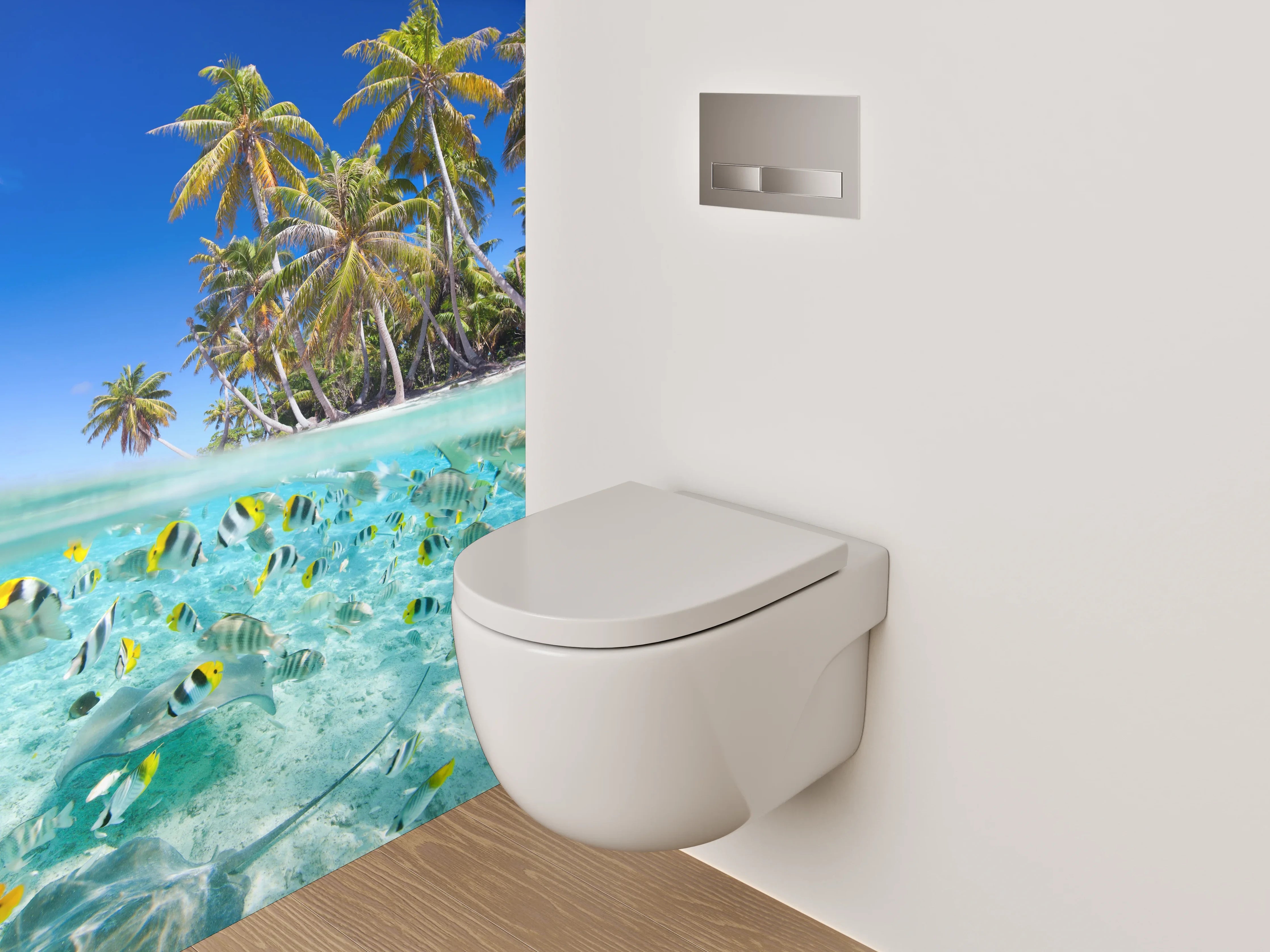 WC-Rückwand - Tropisches Paradies Unterwasserperspektive