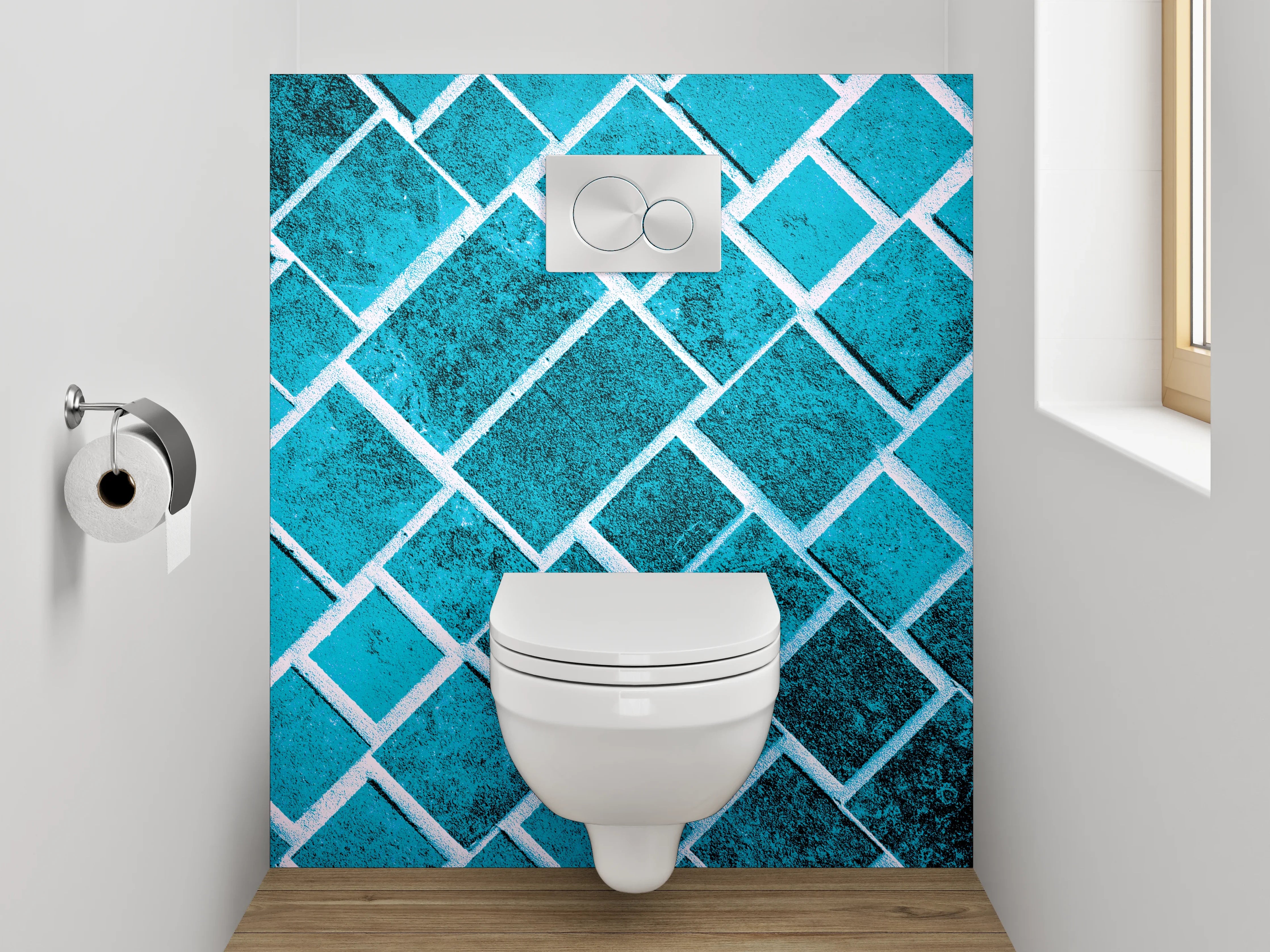 WC-Rückwand - Türkis Diamant Mosaik Muster