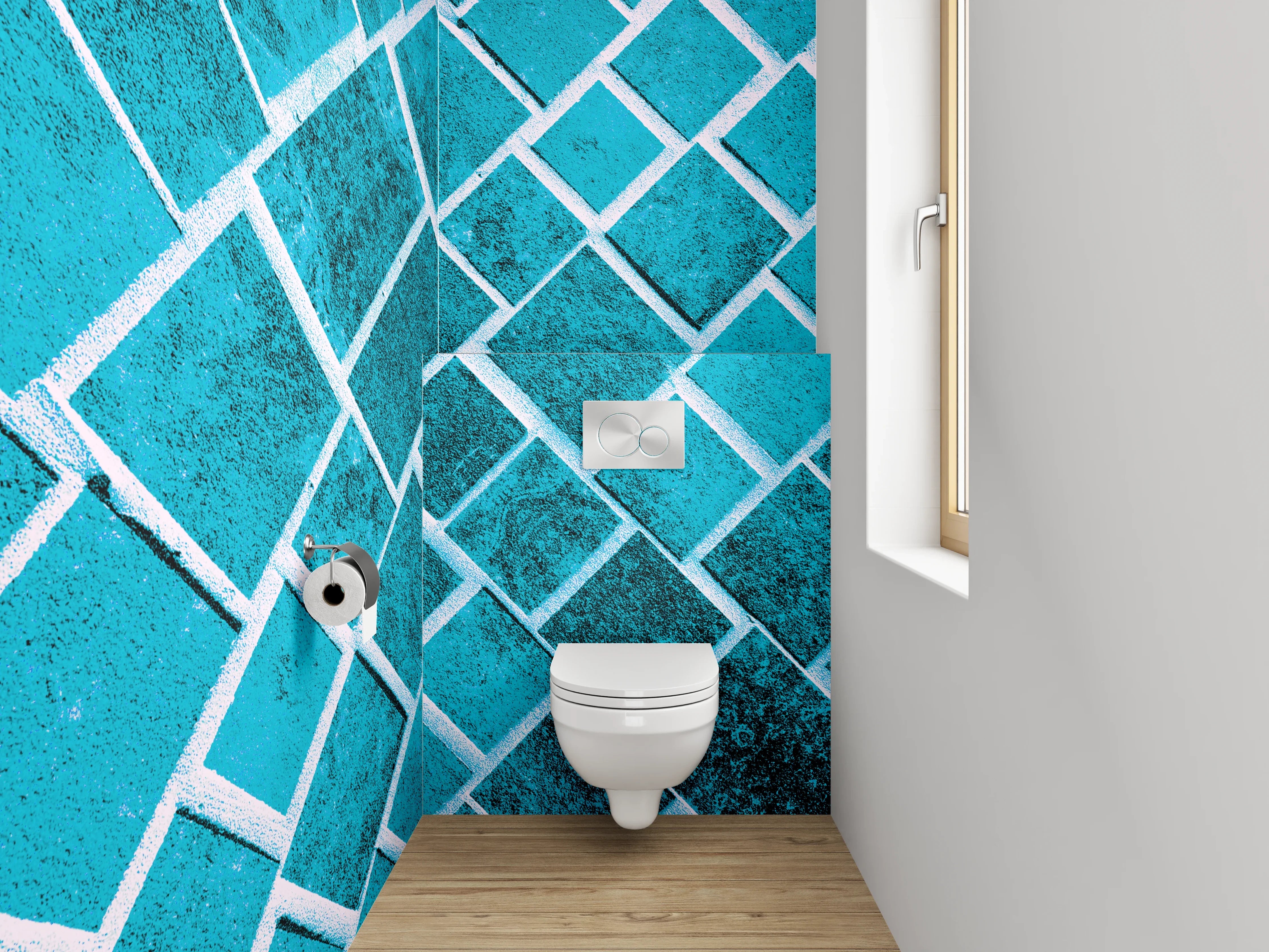 WC-Rückwand - Türkis Diamant Mosaik Muster