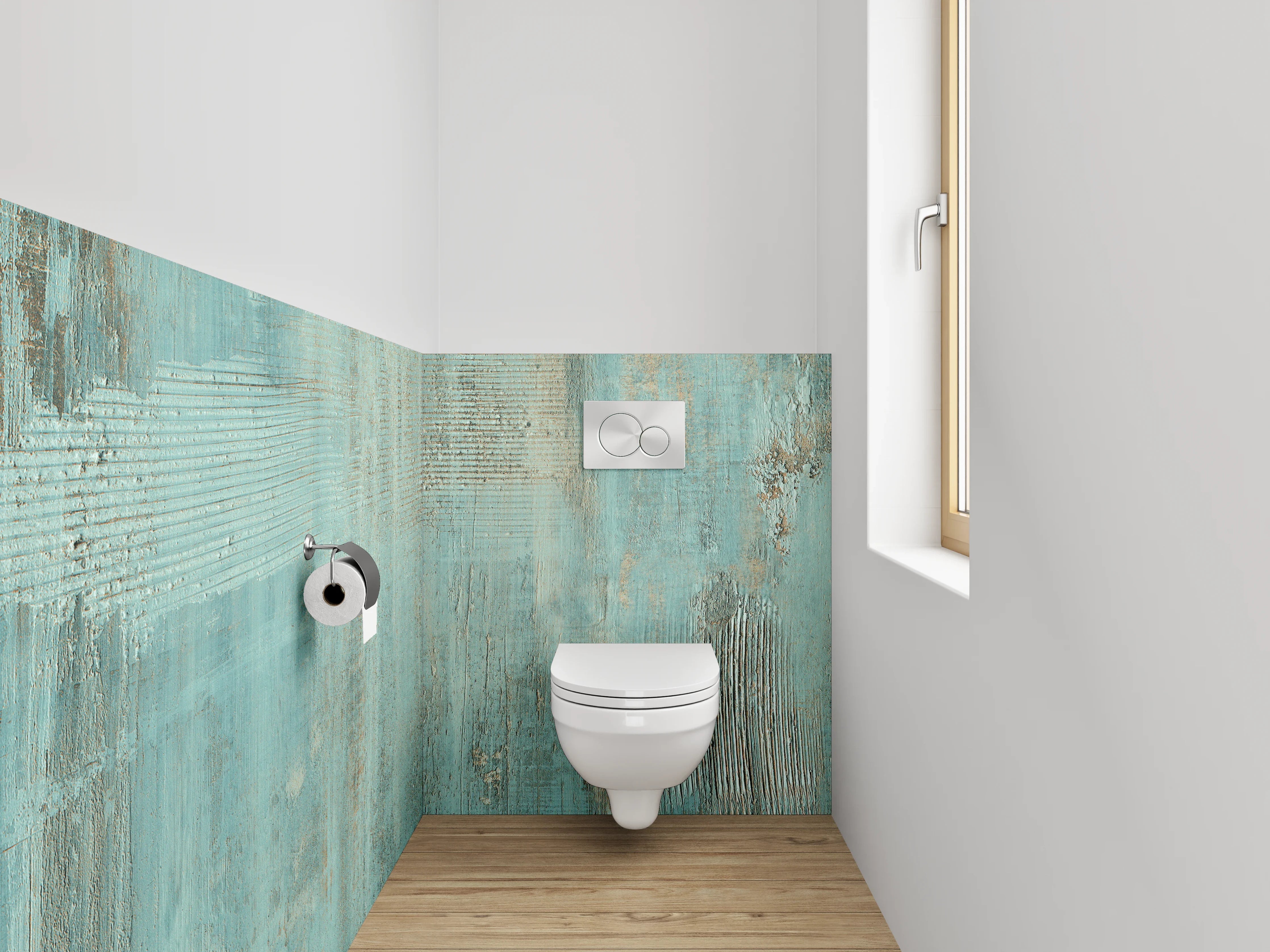 WC-Rückwand - Türkis Vintage Struktur Optik