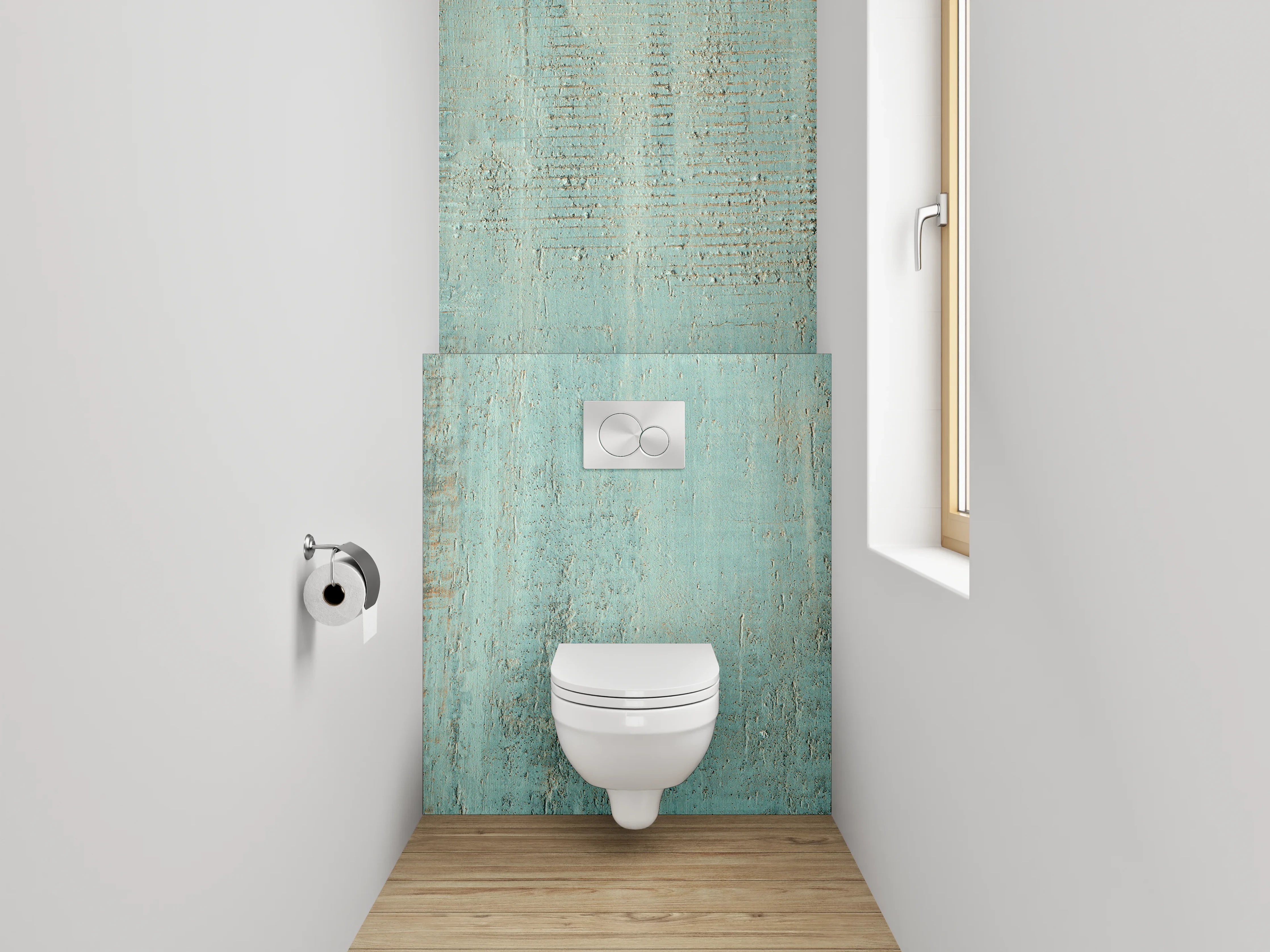 WC-Rückwand - Türkis Vintage Struktur Optik