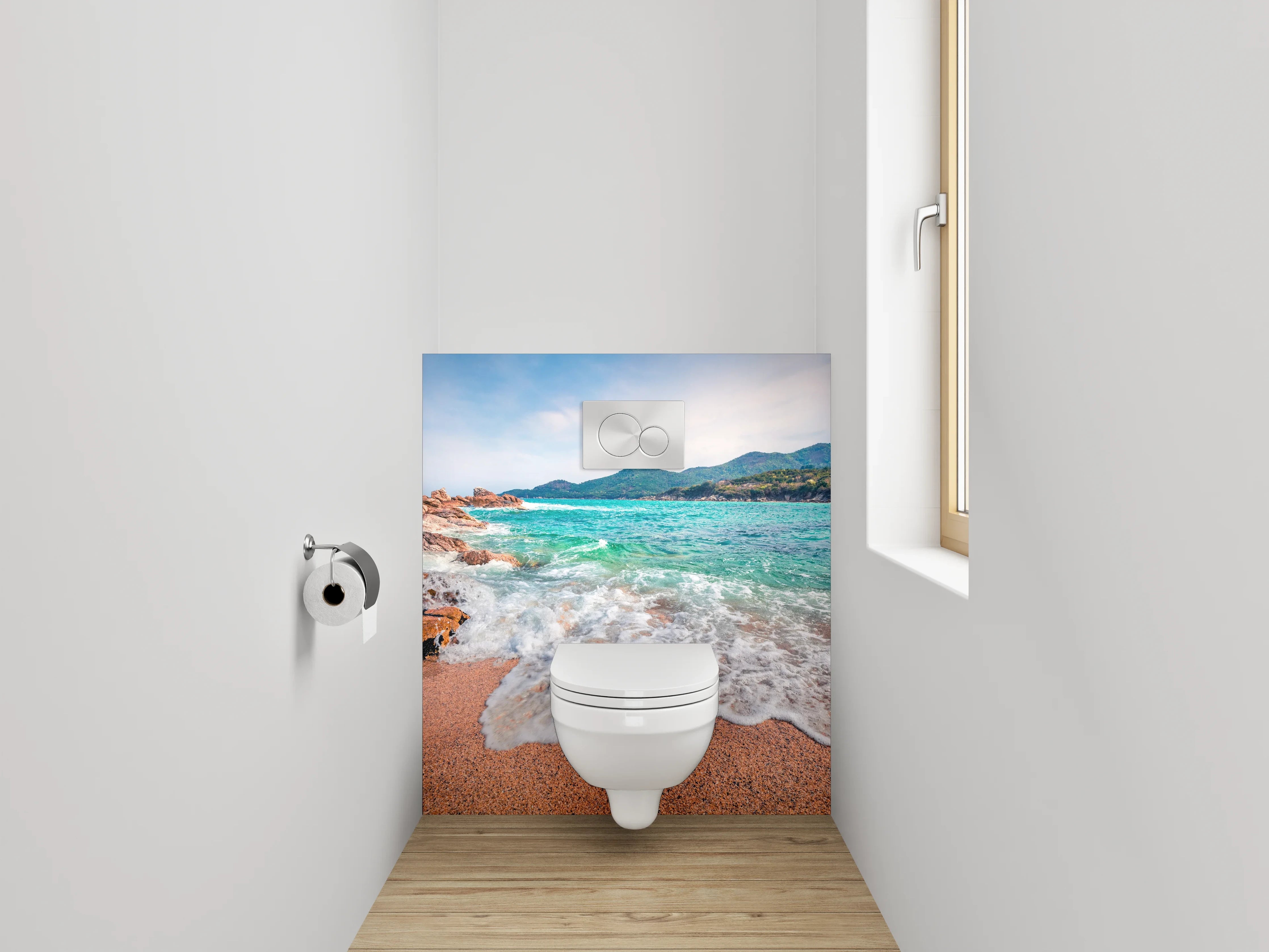 WC-Rückwand - Türkisblauer Strand mit Wellen