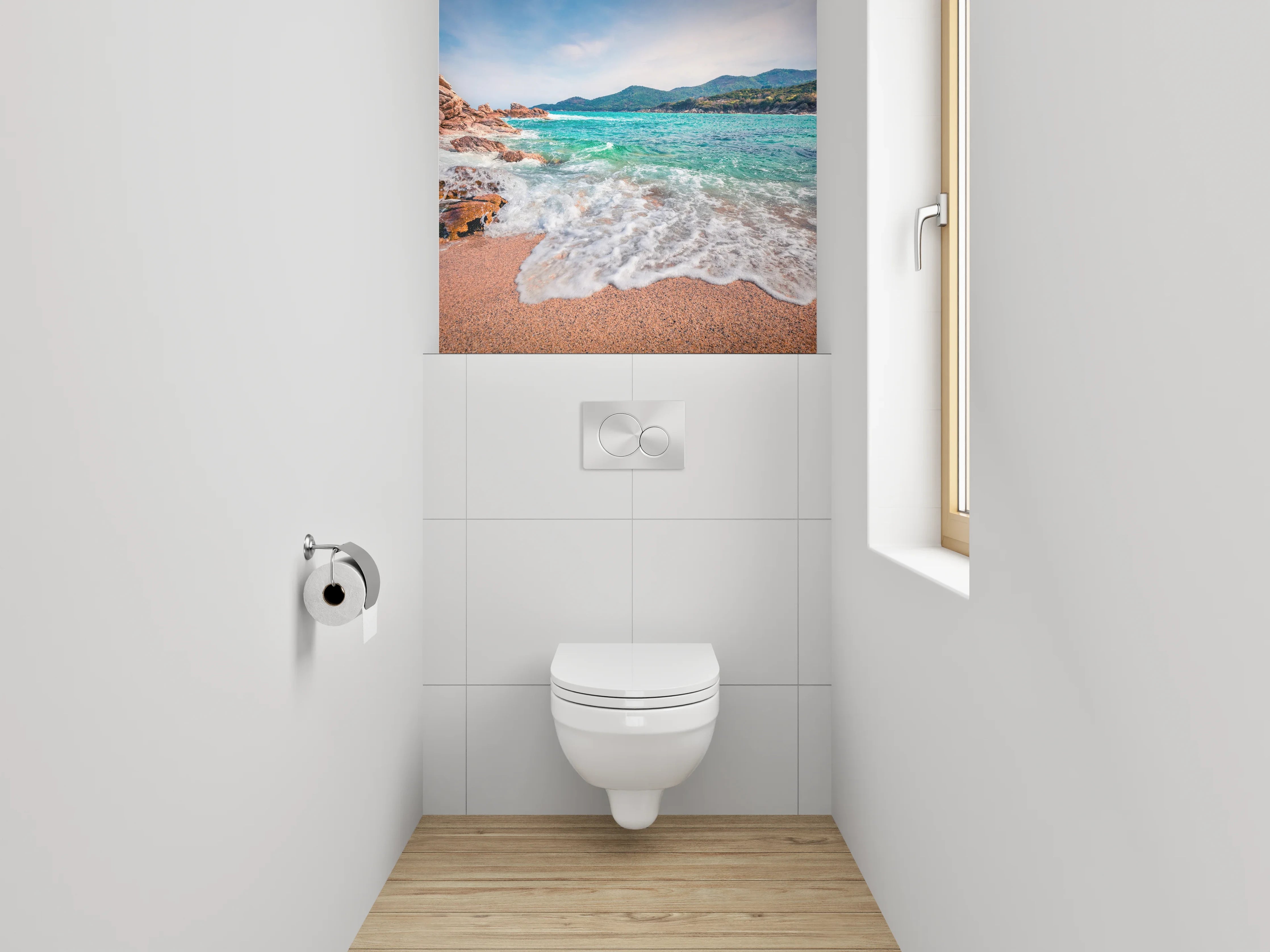 WC-Rückwand - Türkisblauer Strand mit Wellen