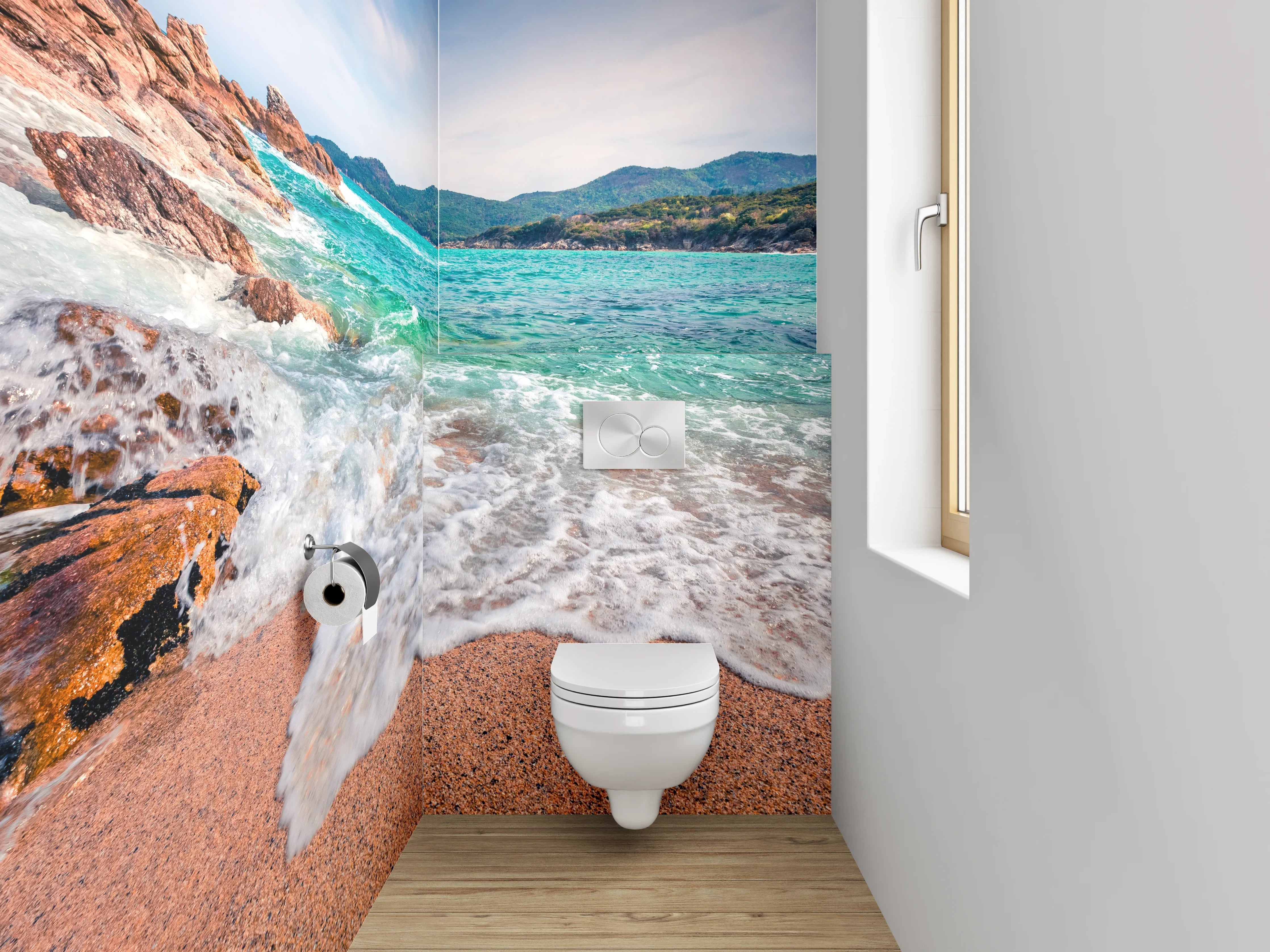 WC-Rückwand - Türkisblauer Strand mit Wellen