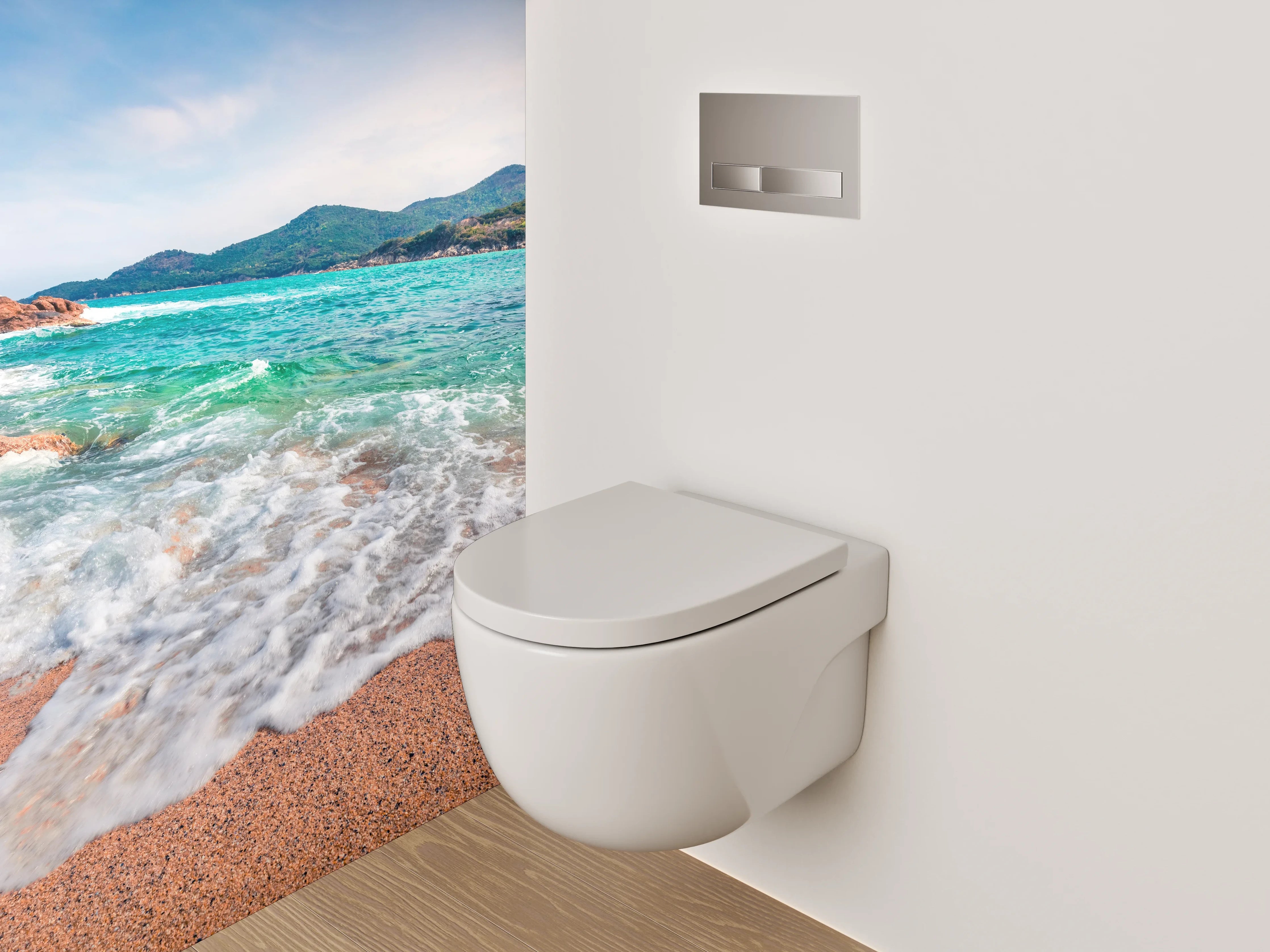 WC-Rückwand - Türkisblauer Strand mit Wellen