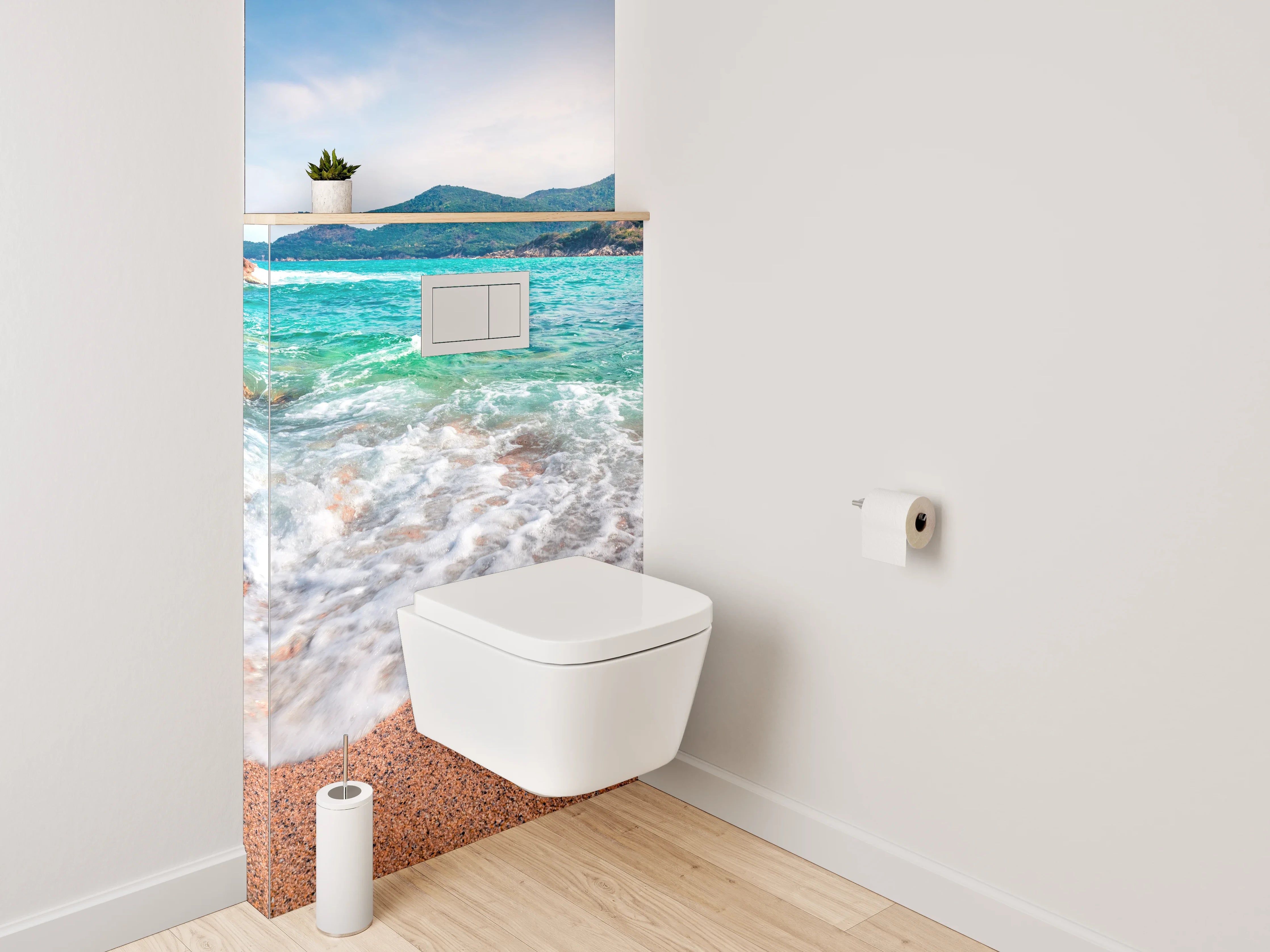 WC-Rückwand - Türkisblauer Strand mit Wellen