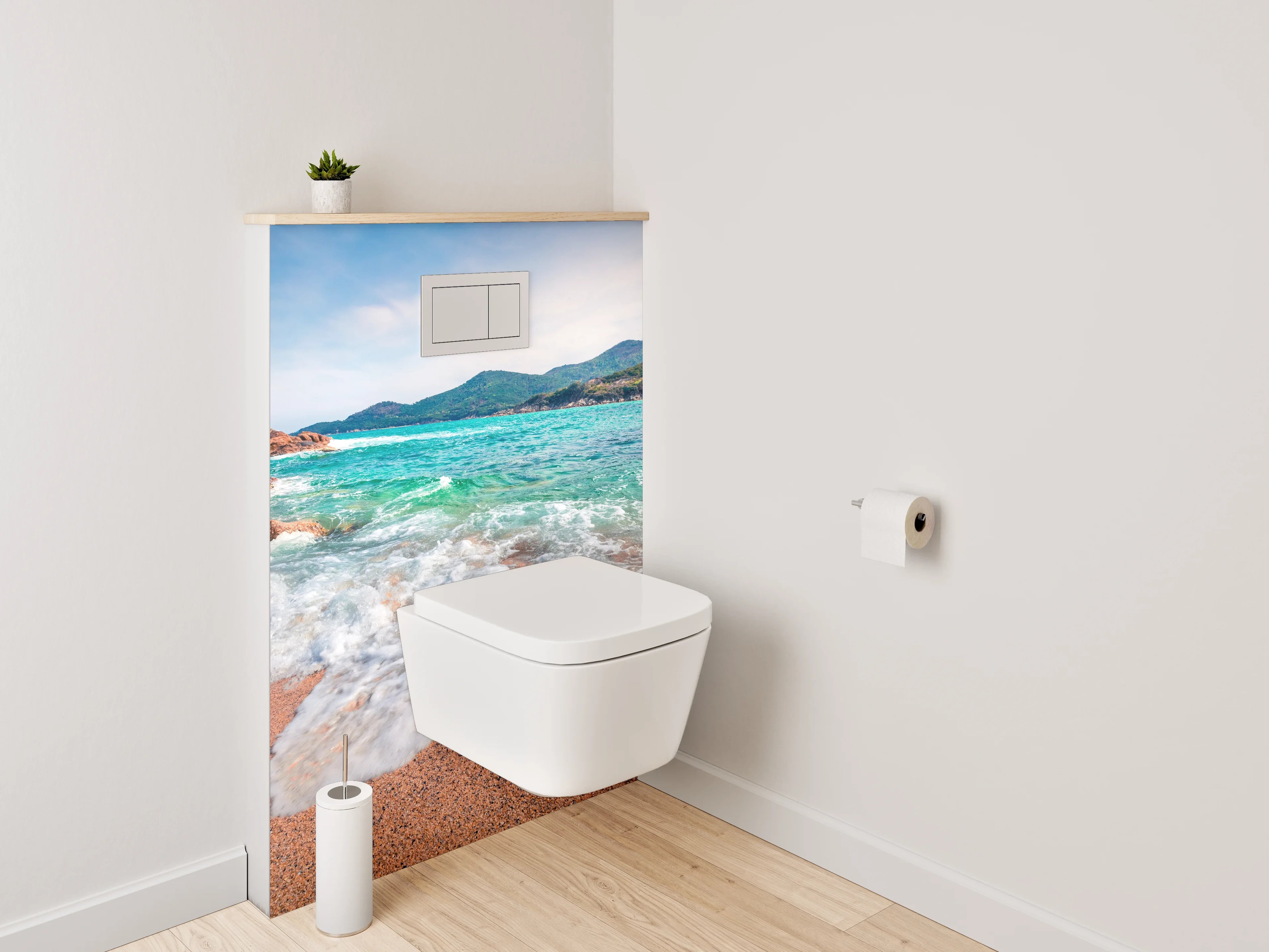 WC-Rückwand - Türkisblauer Strand mit Wellen