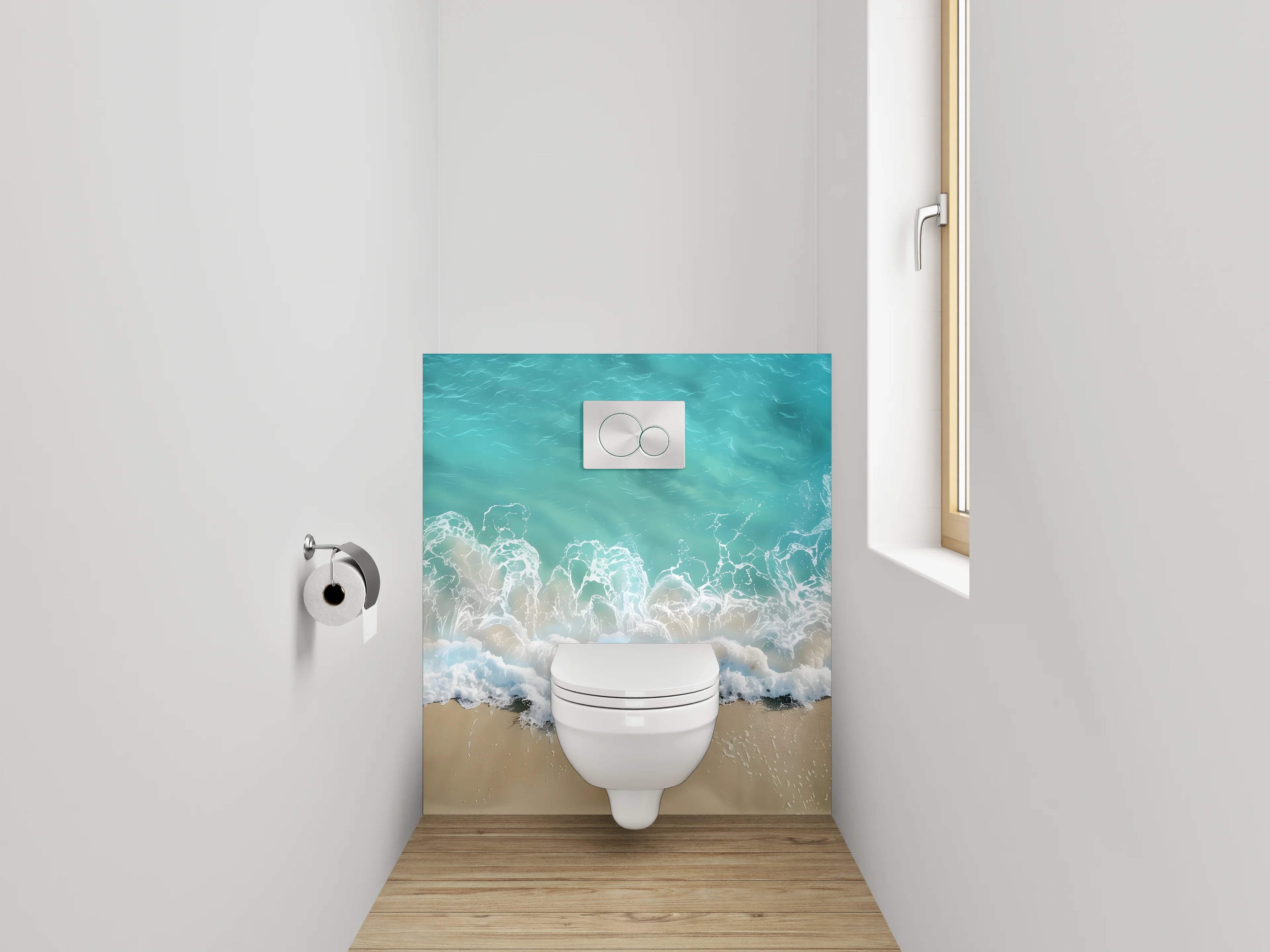 WC-Rückwand - Türkise Meereswellen am Strand