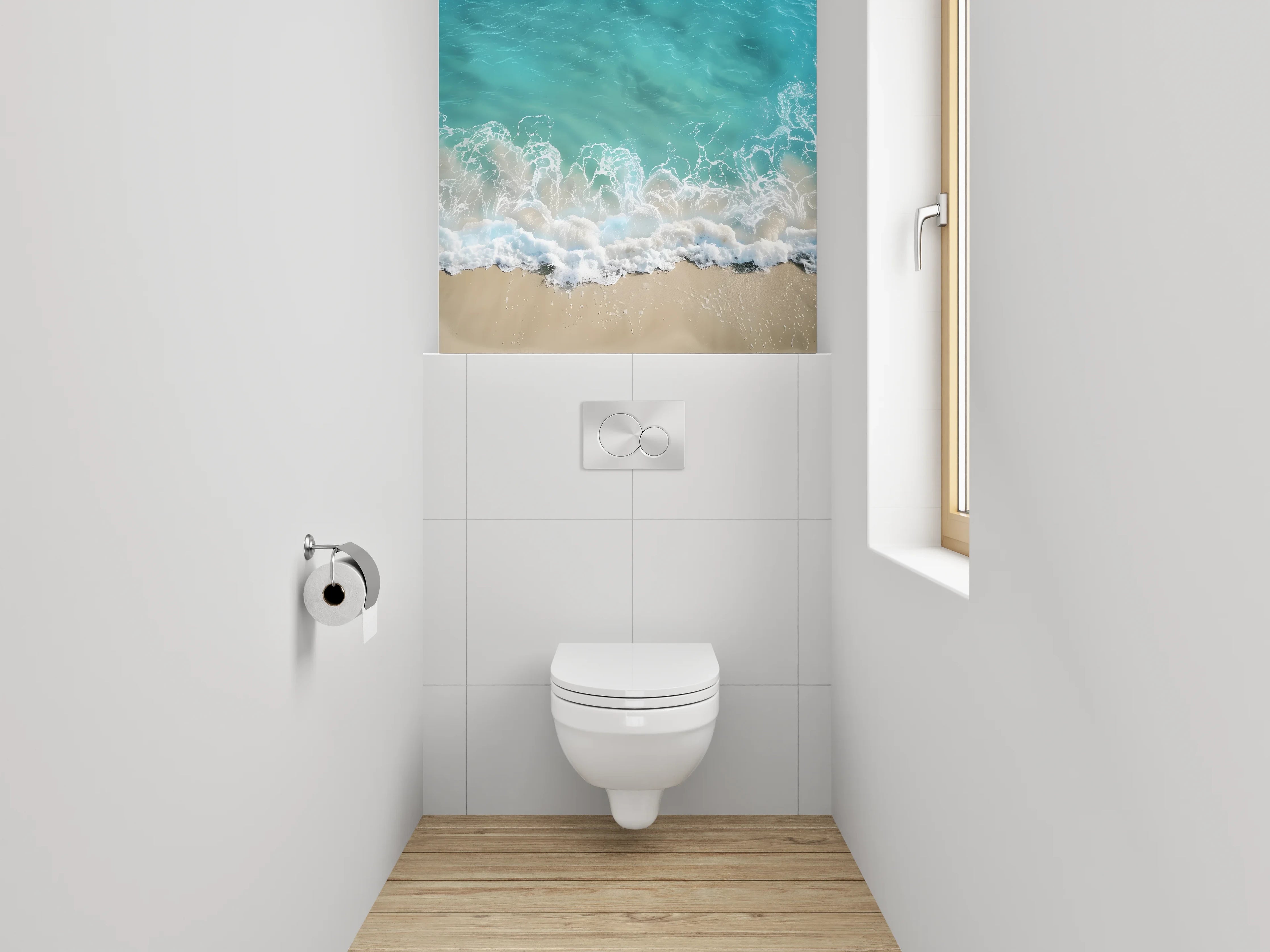 WC-Rückwand - Türkise Meereswellen am Strand