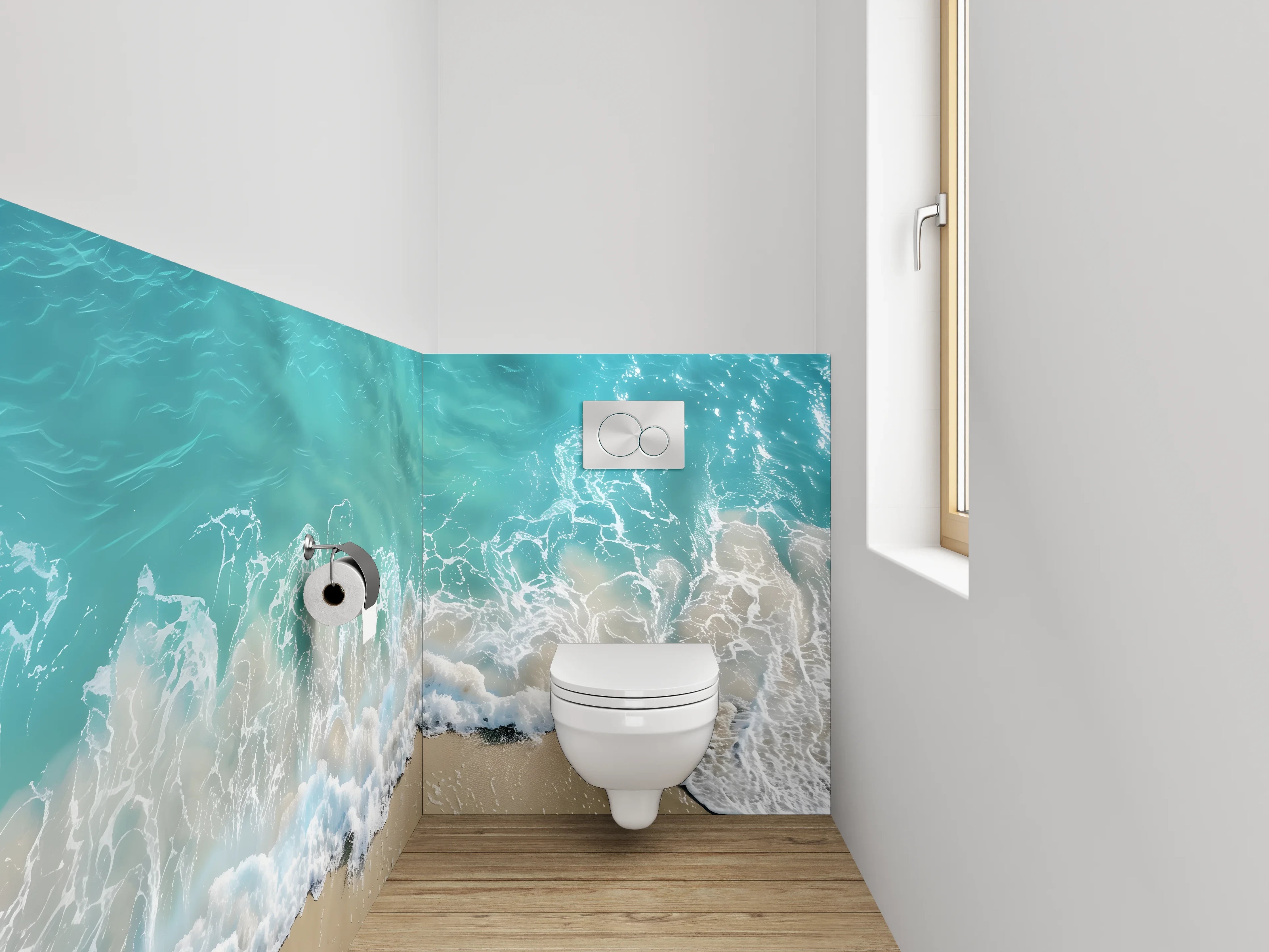 WC-Rückwand - Türkise Meereswellen am Strand