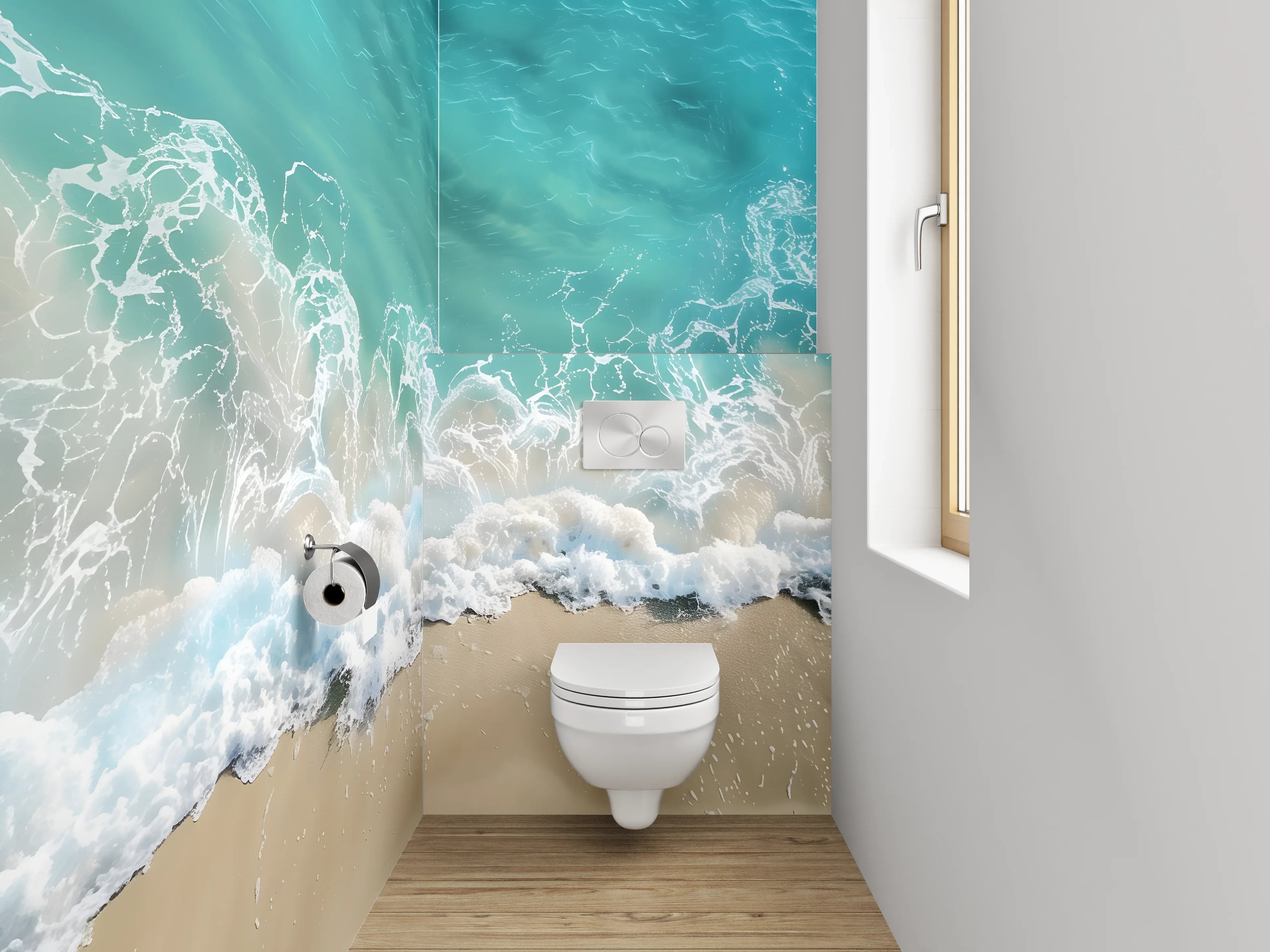WC-Rückwand - Türkise Meereswellen am Strand