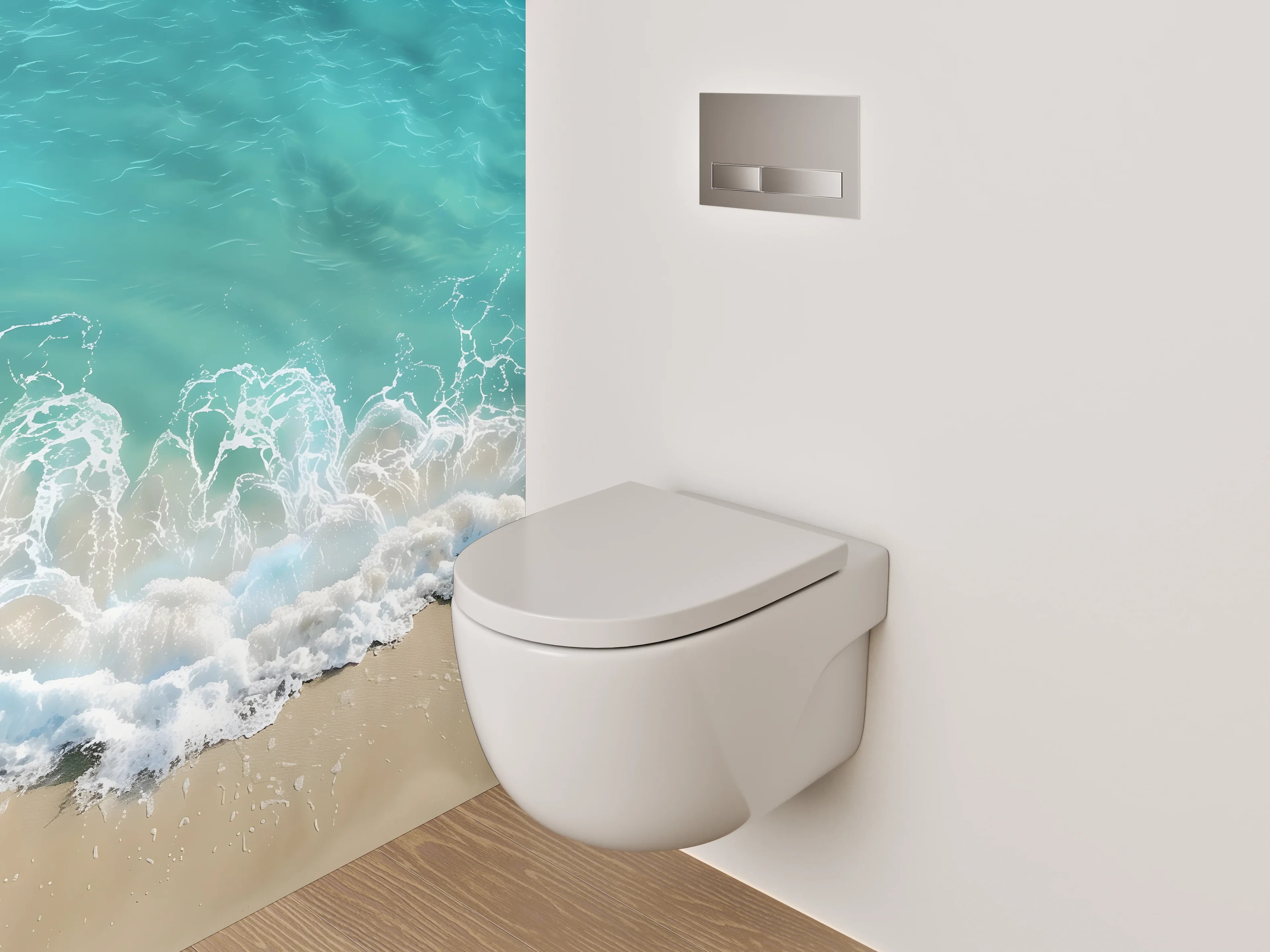 WC-Rückwand - Türkise Meereswellen am Strand