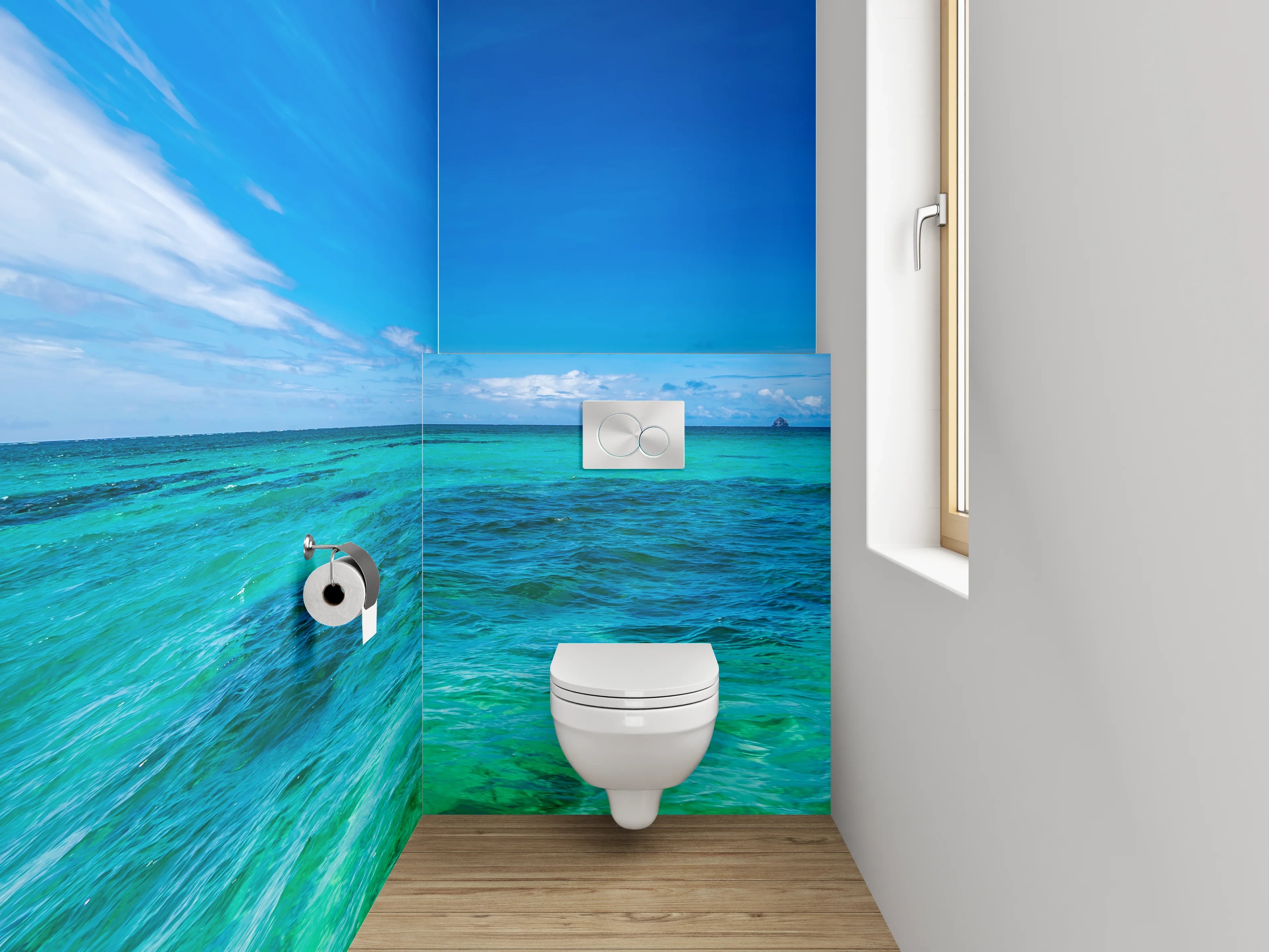 WC-Rückwand - Türkises Meer und blauer Himmel