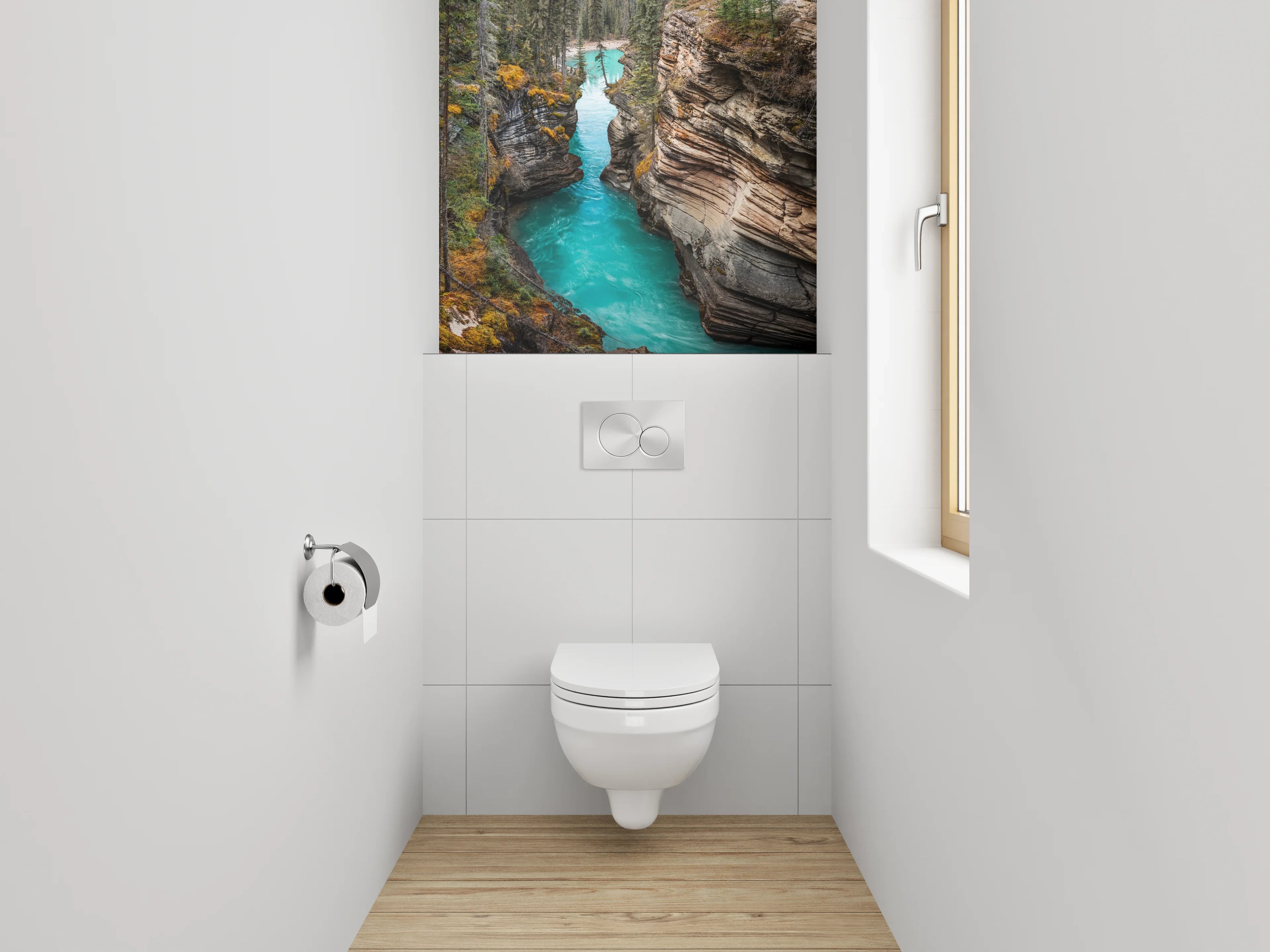 WC-Rückwand - Türkisfarbener Fluss durch Felsenschlucht