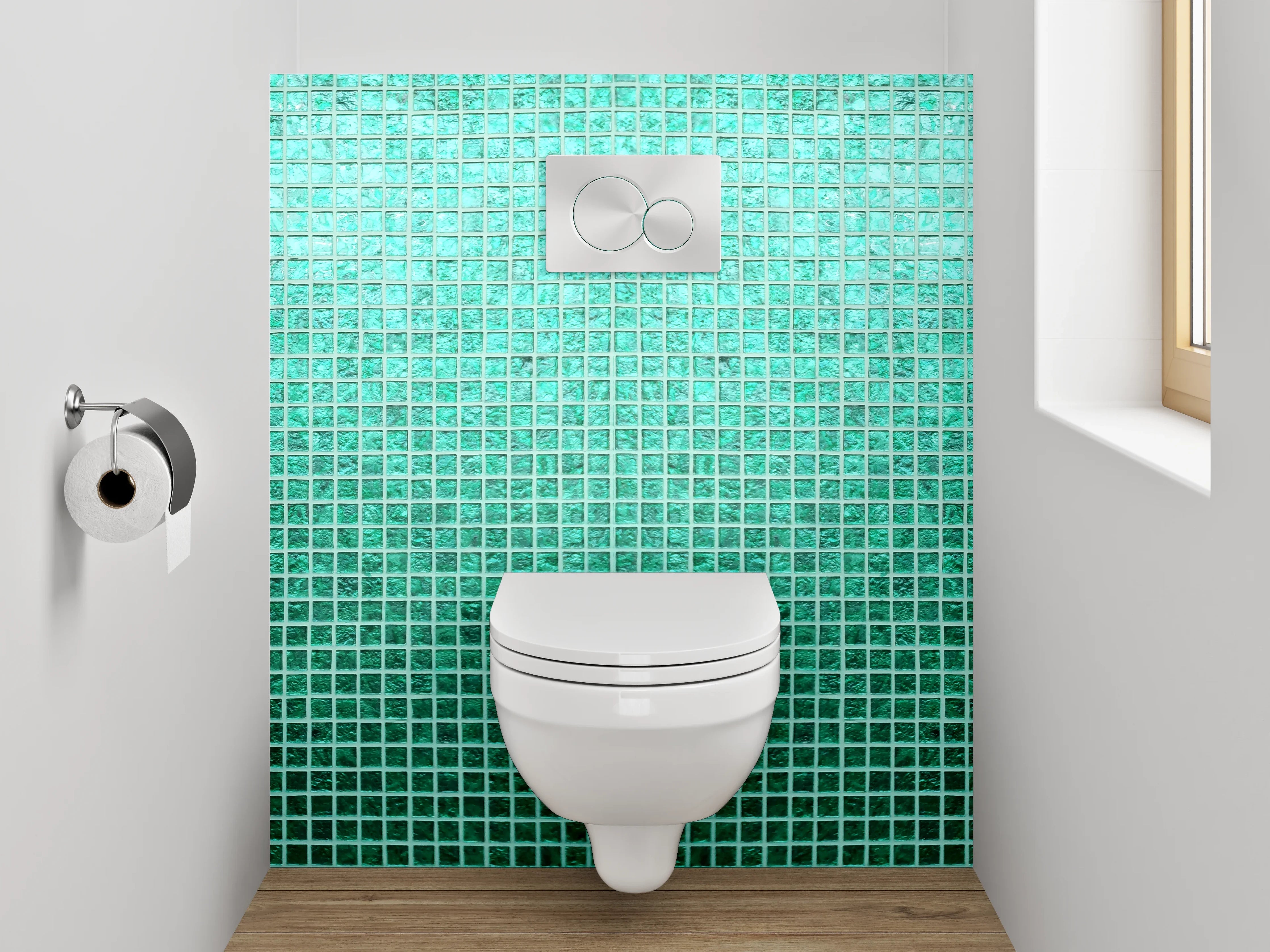 WC-Rückwand - Türkisgrünes Mosaik Fliesenmotiv