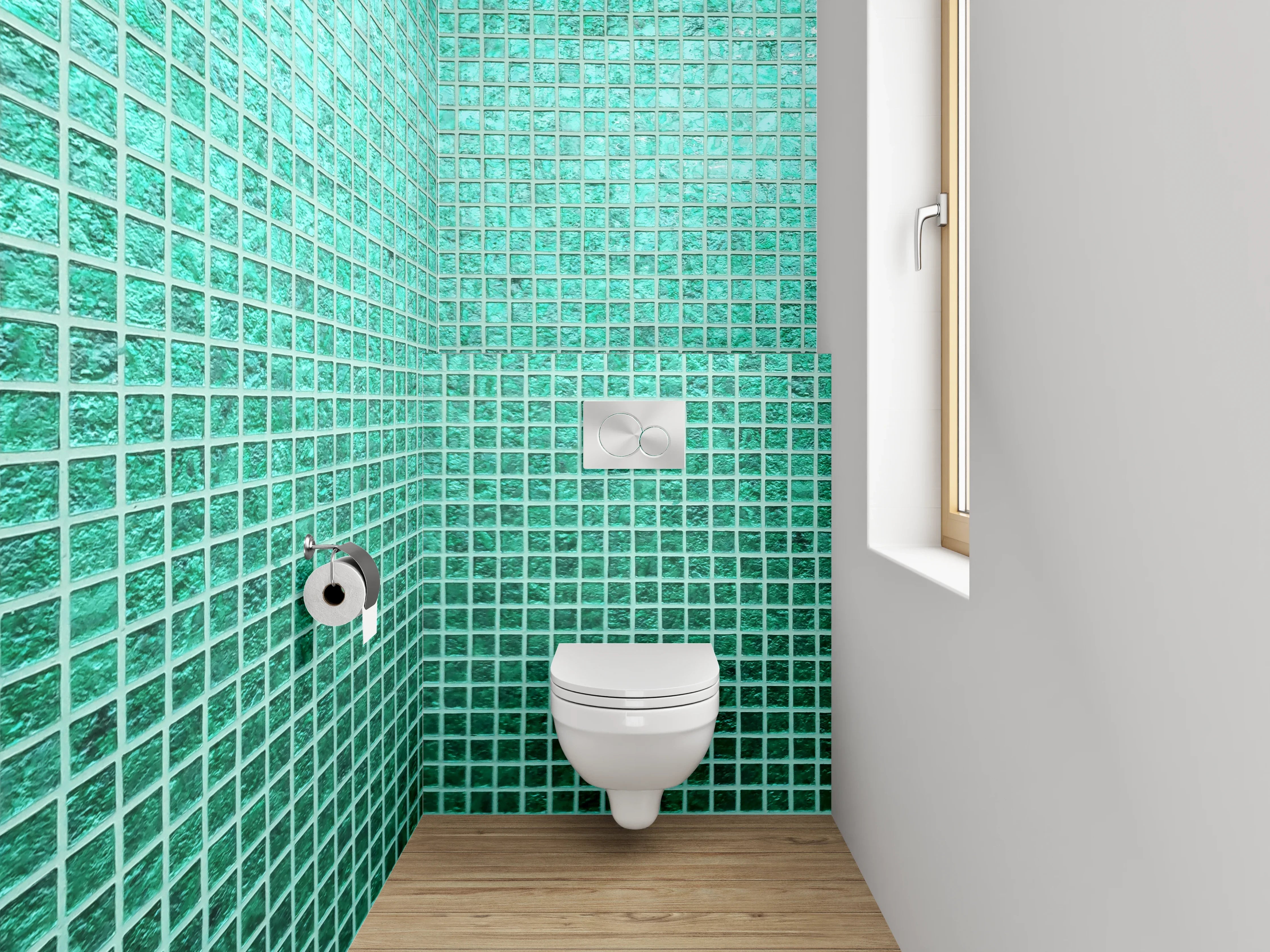 WC-Rückwand - Türkisgrünes Mosaik Fliesenmotiv
