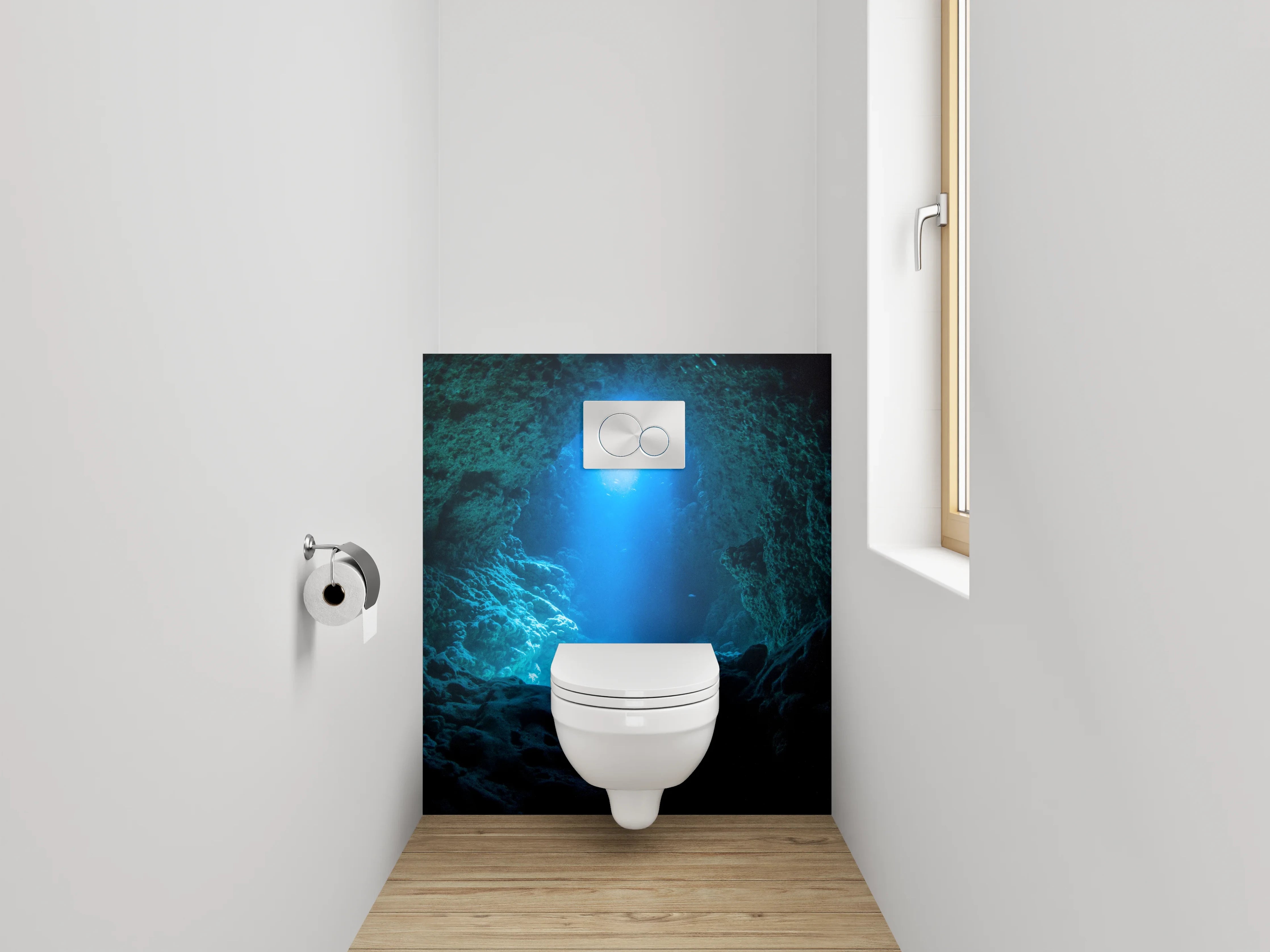 WC-Rückwand - Unterwasser Höhlenblick Lichtstrahl