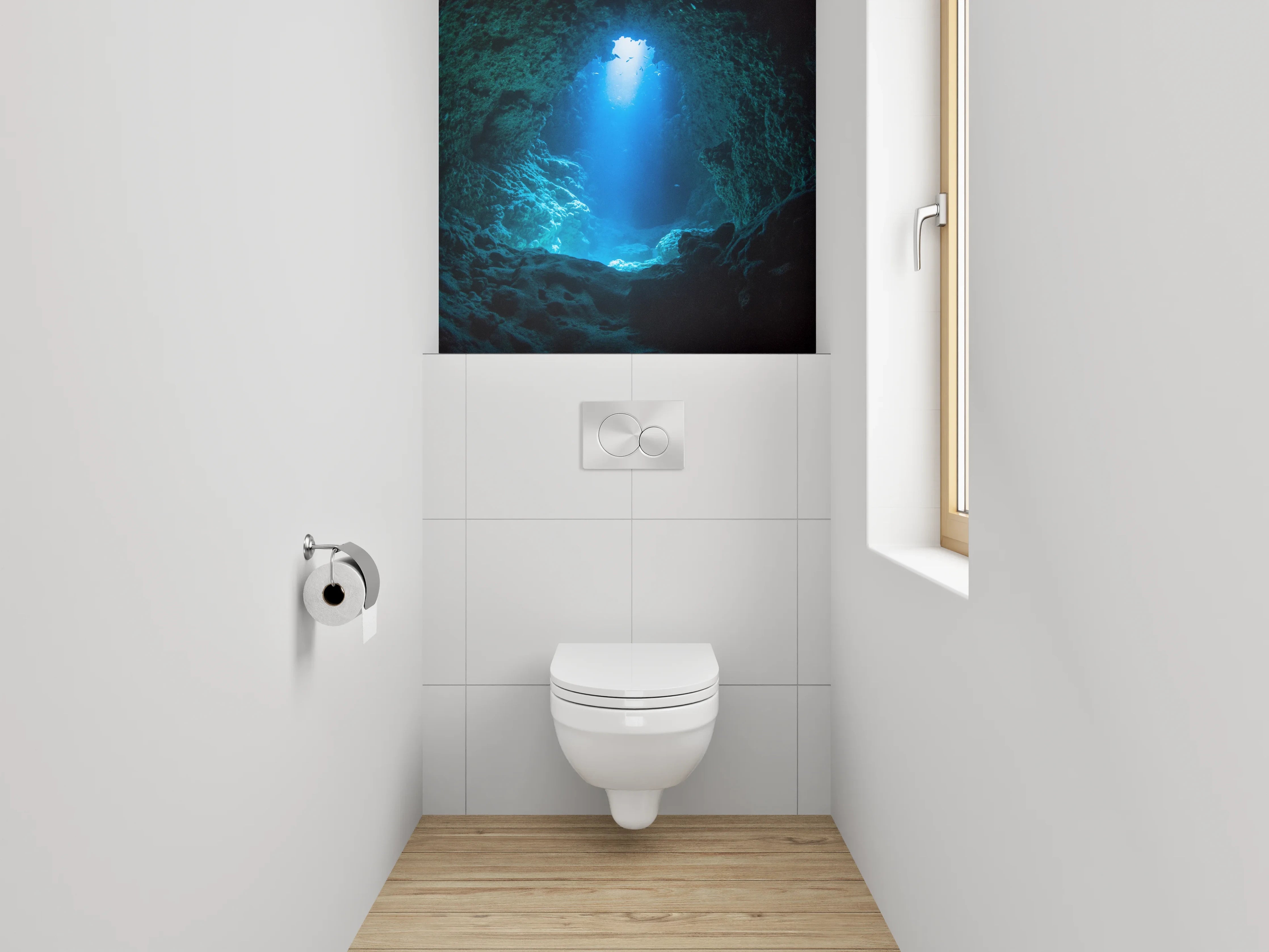 WC-Rückwand - Unterwasser Höhlenblick Lichtstrahl