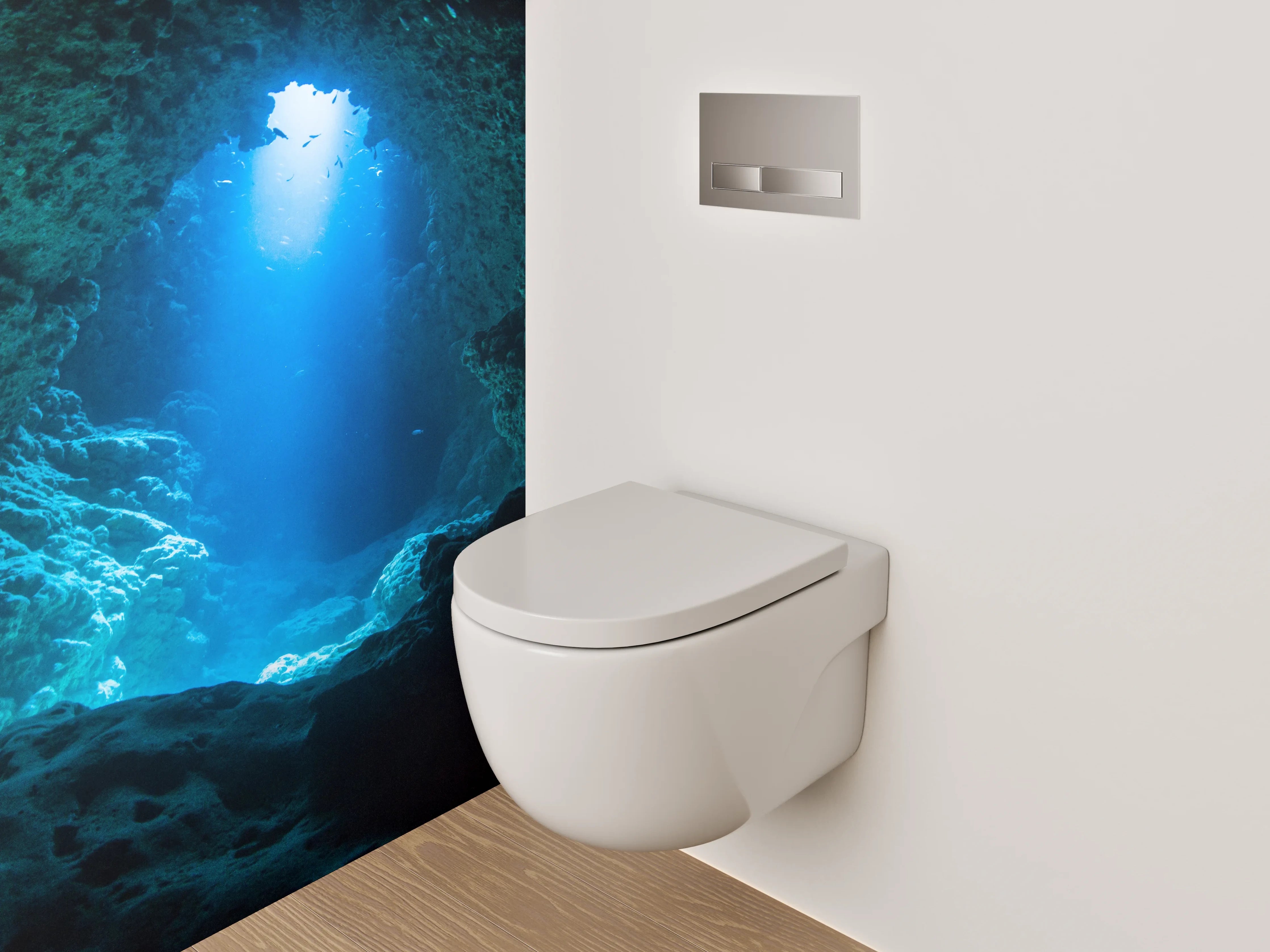 WC-Rückwand - Unterwasser Höhlenblick Lichtstrahl
