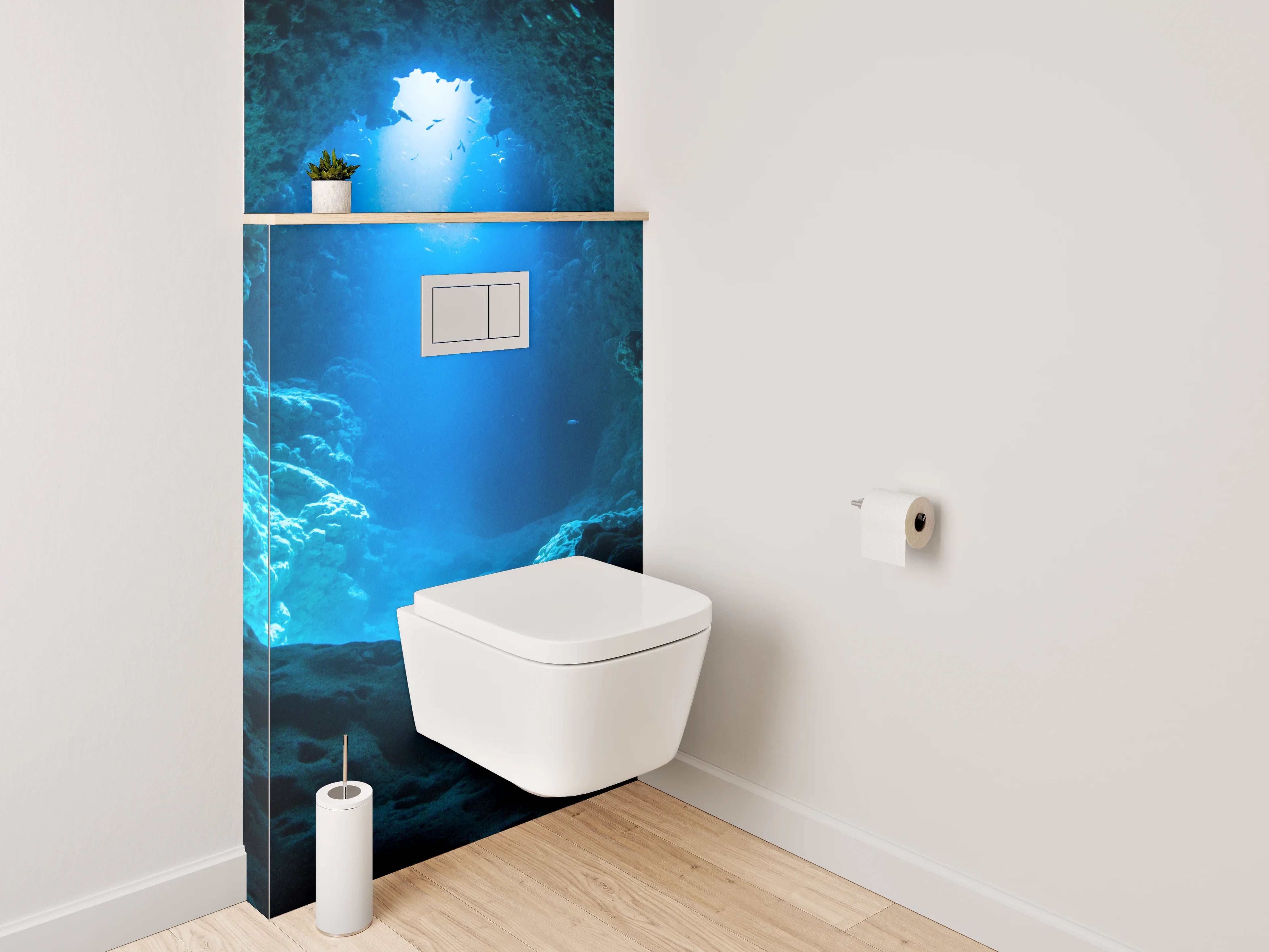 WC-Rückwand - Unterwasser Höhlenblick Lichtstrahl