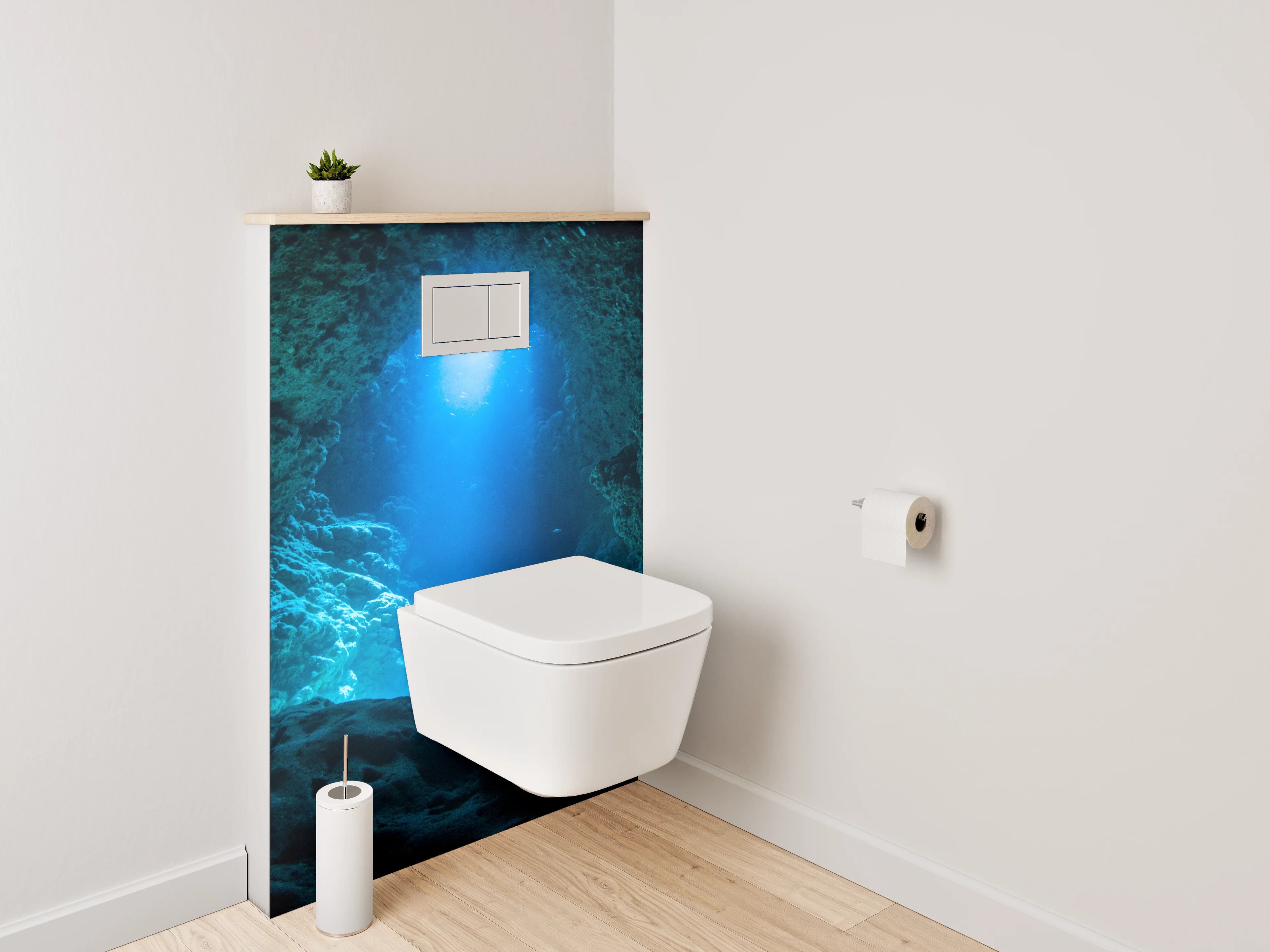 WC-Rückwand - Unterwasser Höhlenblick Lichtstrahl
