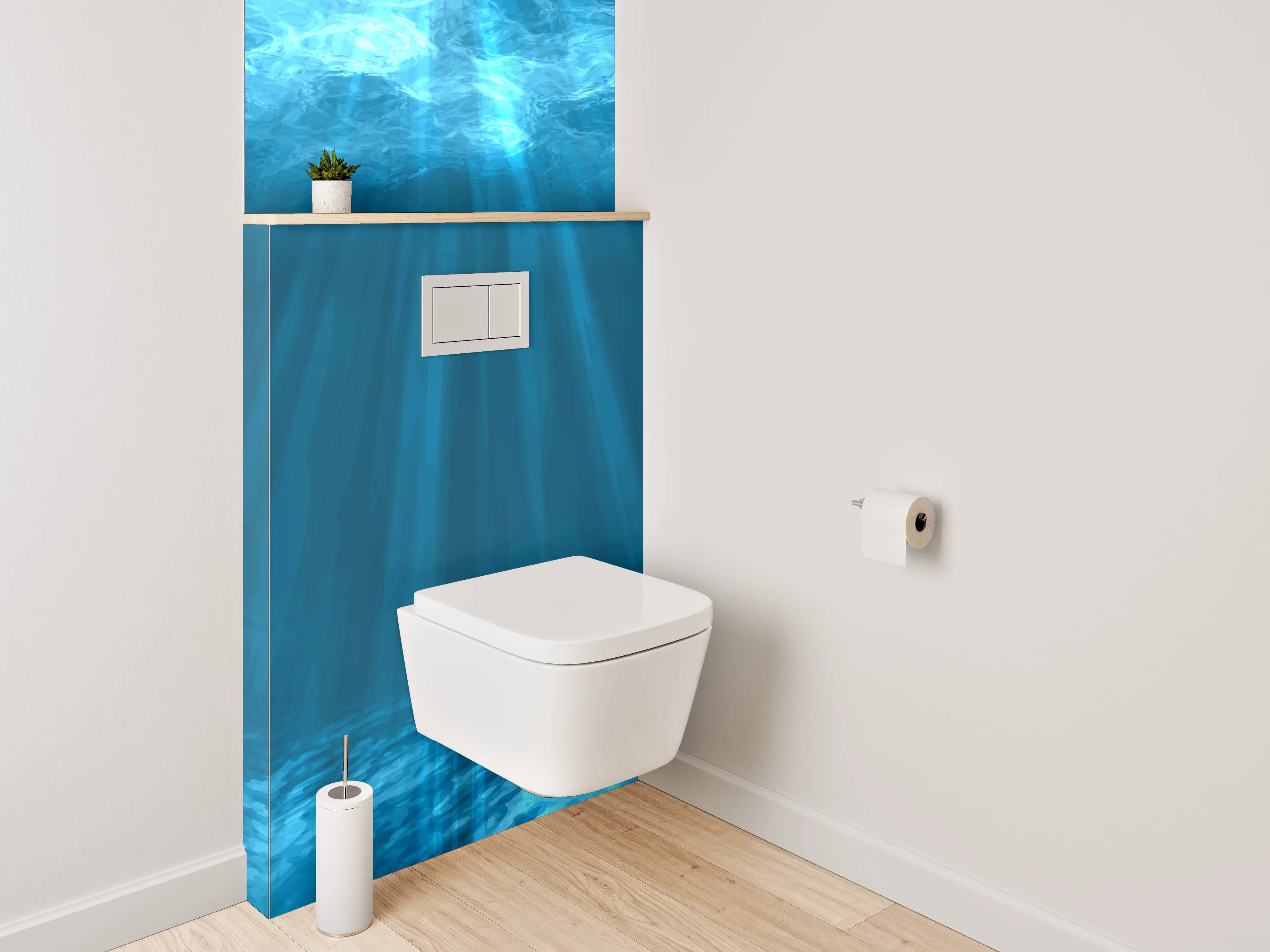 WC-Rückwand - Unterwasser Sonnenstrahlen Blau