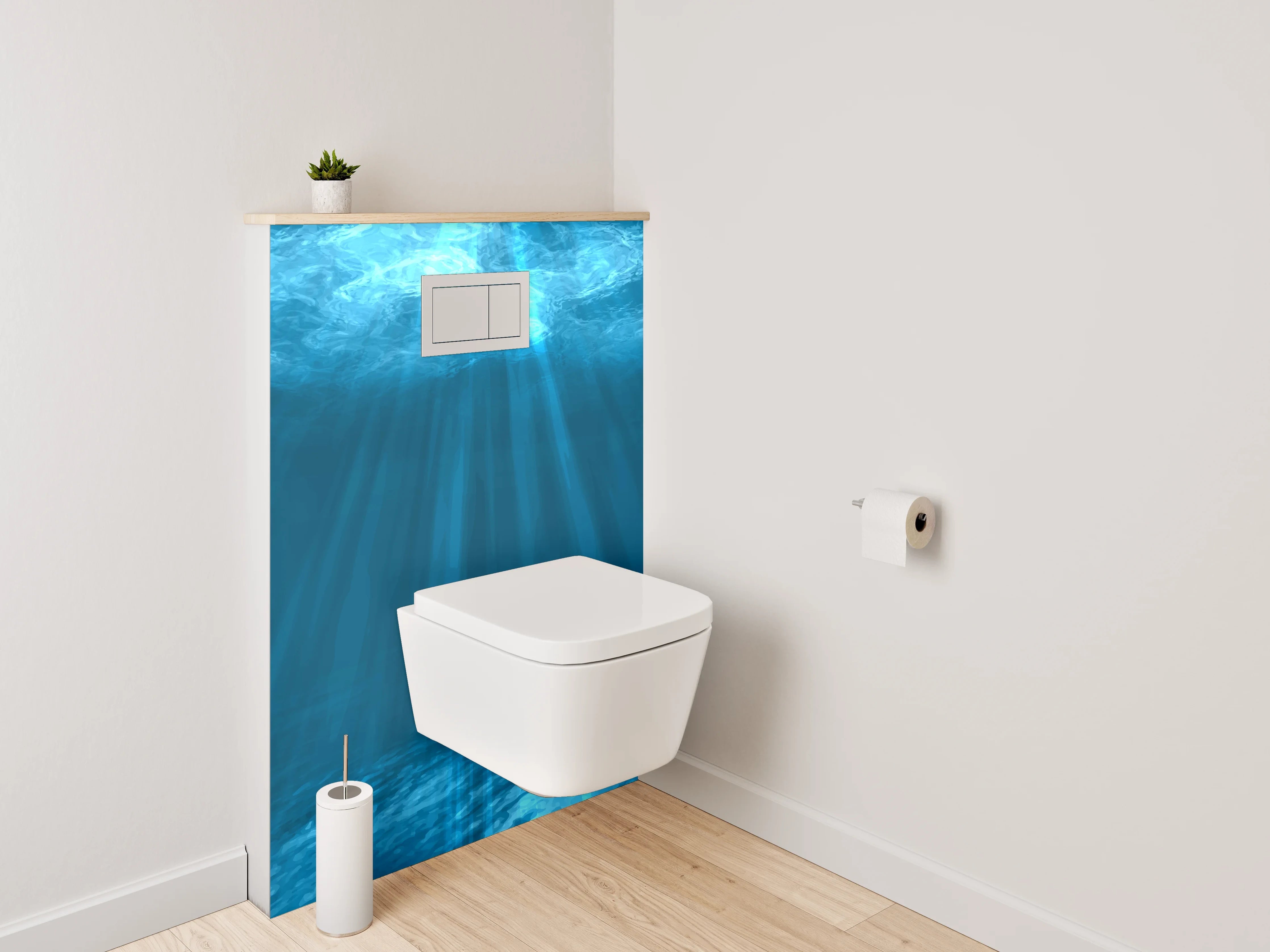 WC-Rückwand - Unterwasser Sonnenstrahlen Blau