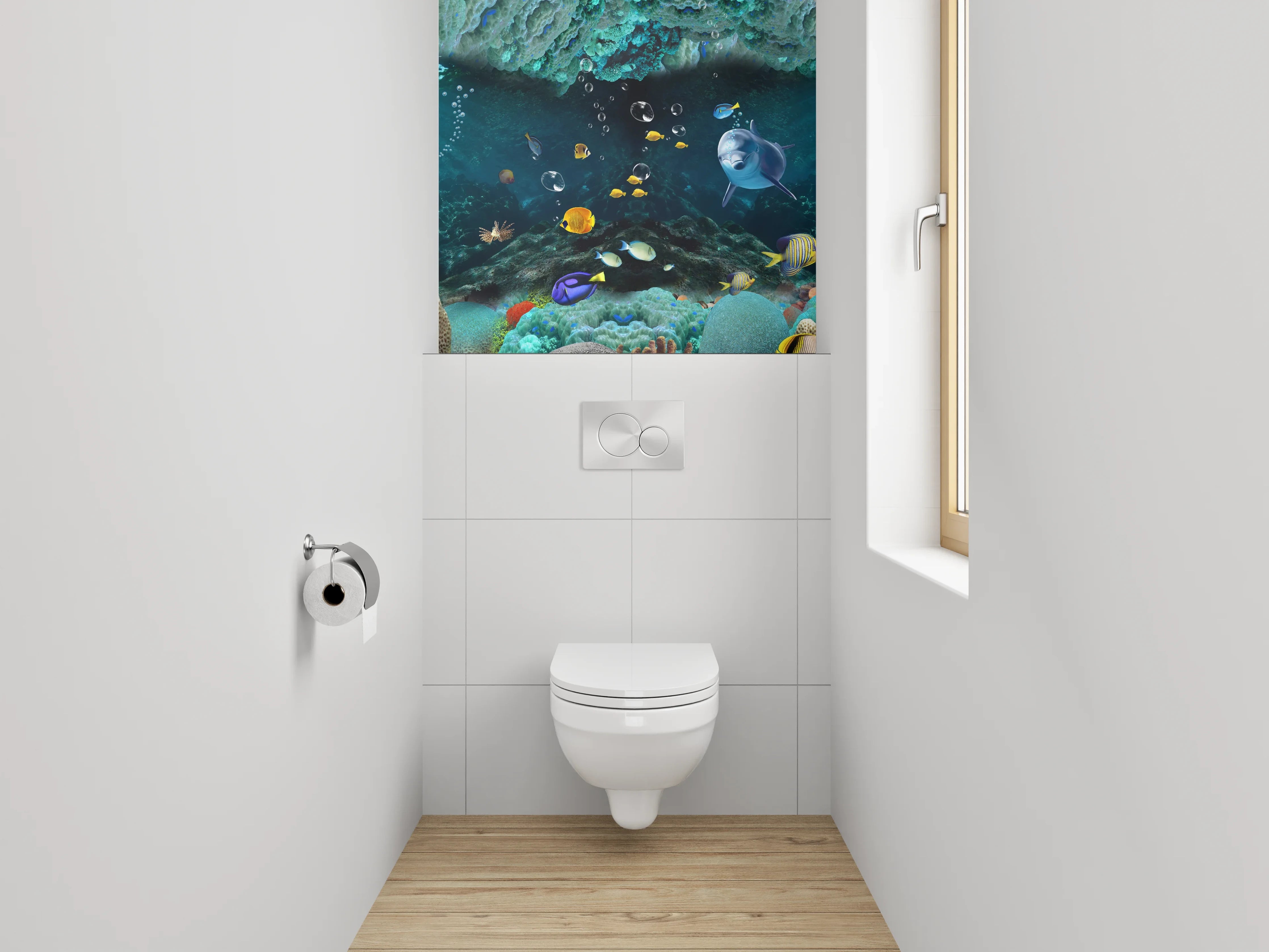 WC-Rückwand - Unterwasserwelt Delfine & Fische