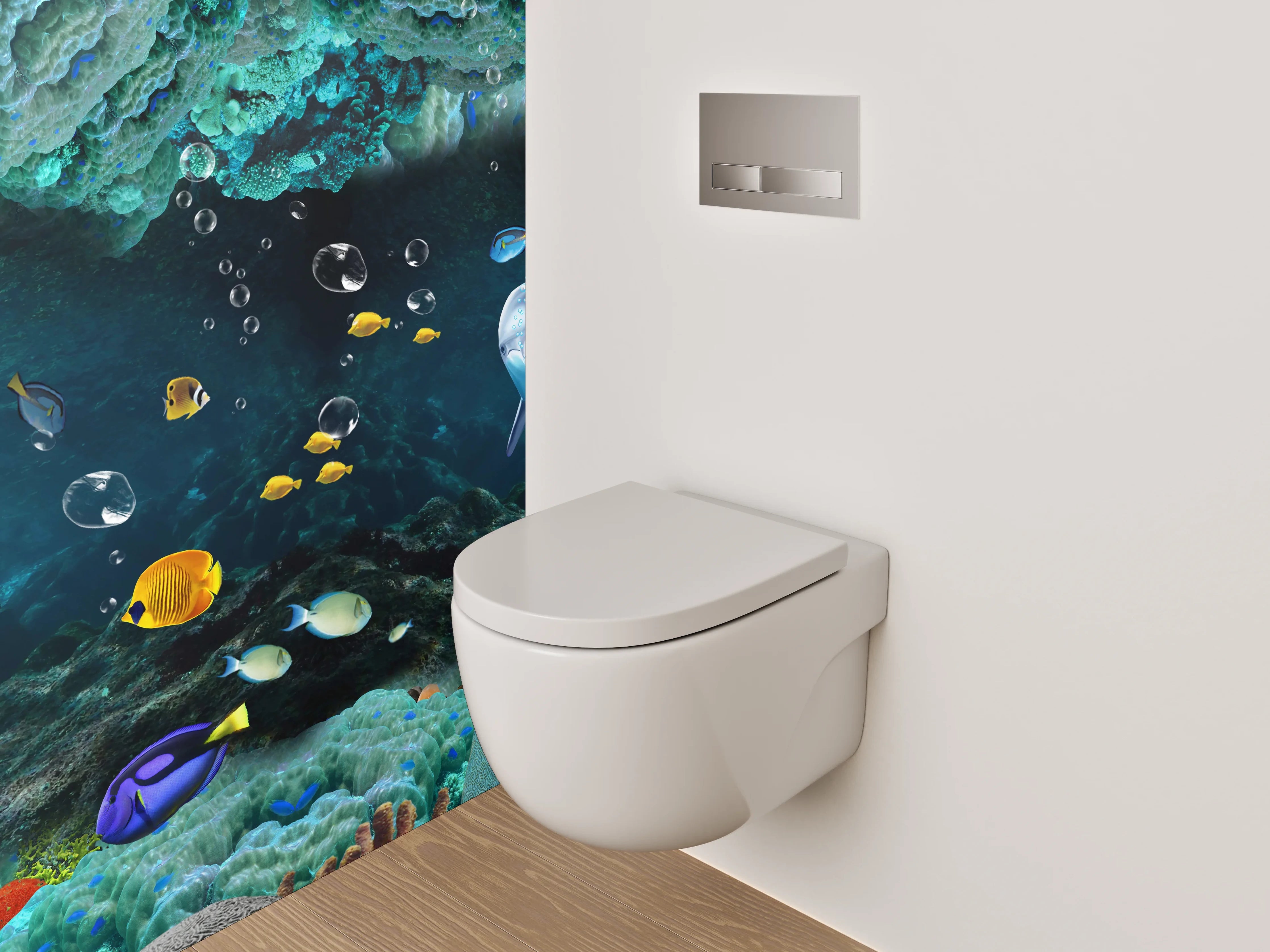 WC-Rückwand - Unterwasserwelt Delfine & Fische