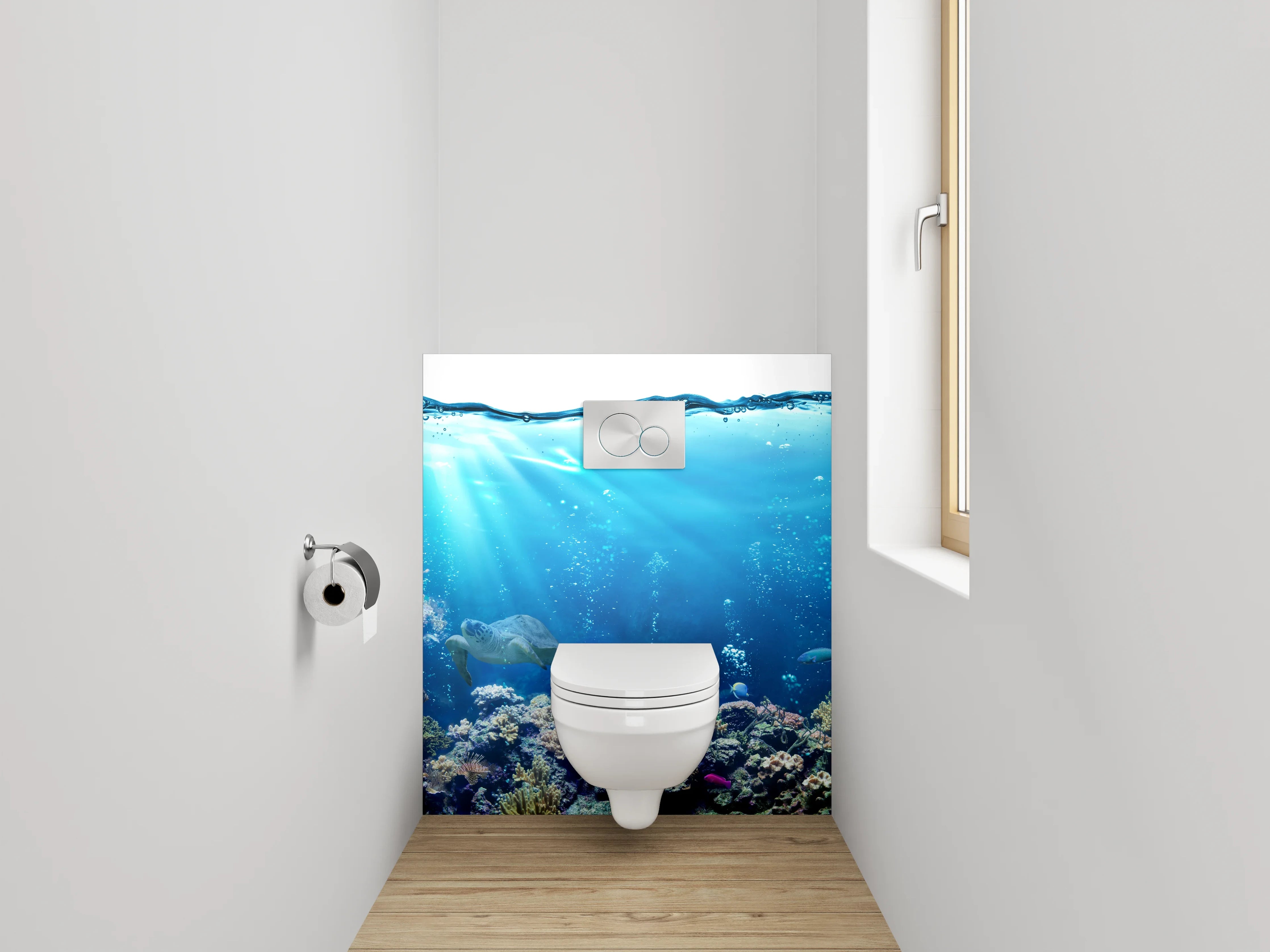 WC-Rückwand - Unterwasserwelt Korallen und Fische