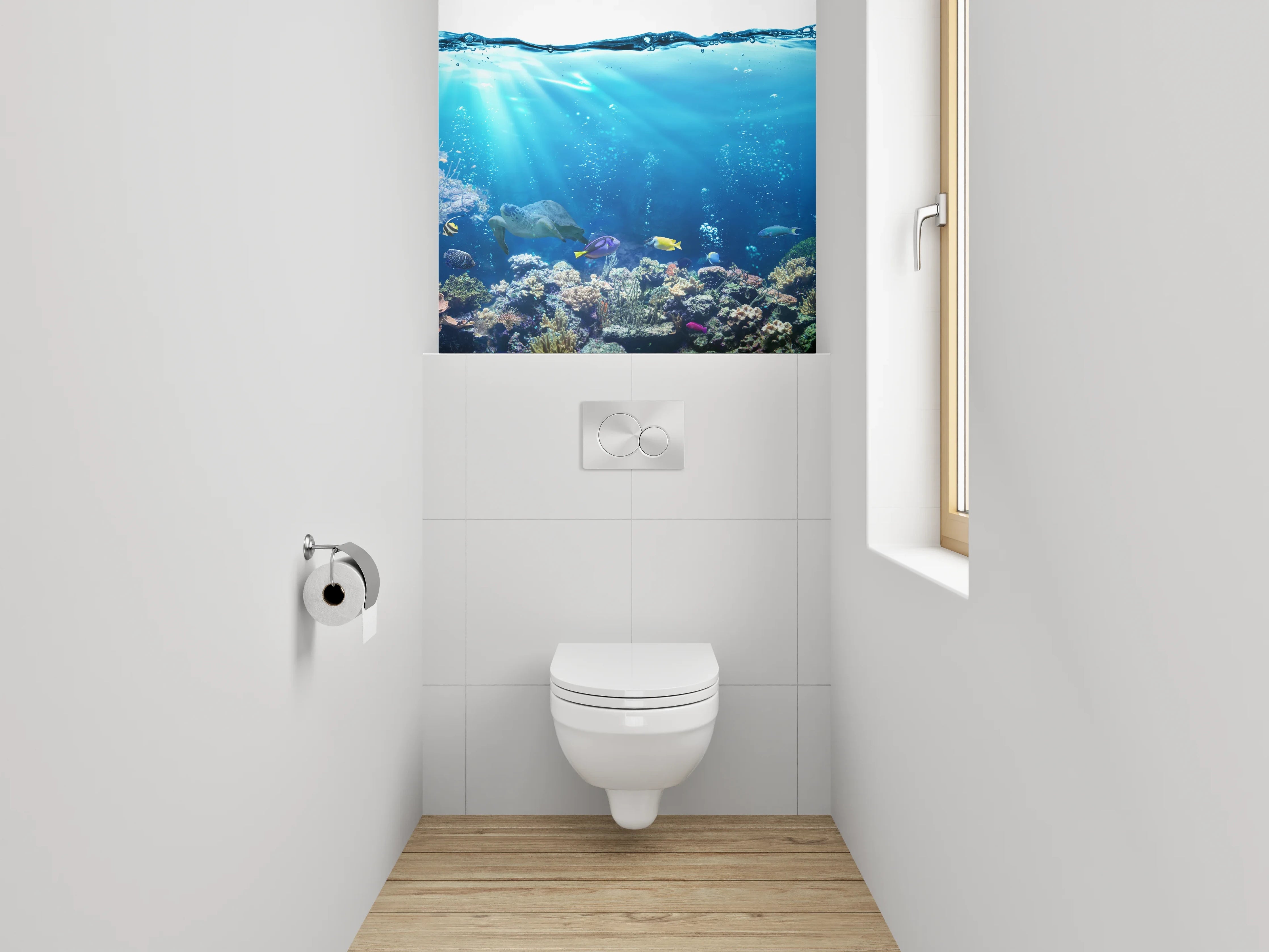 WC-Rückwand - Unterwasserwelt Korallen und Fische