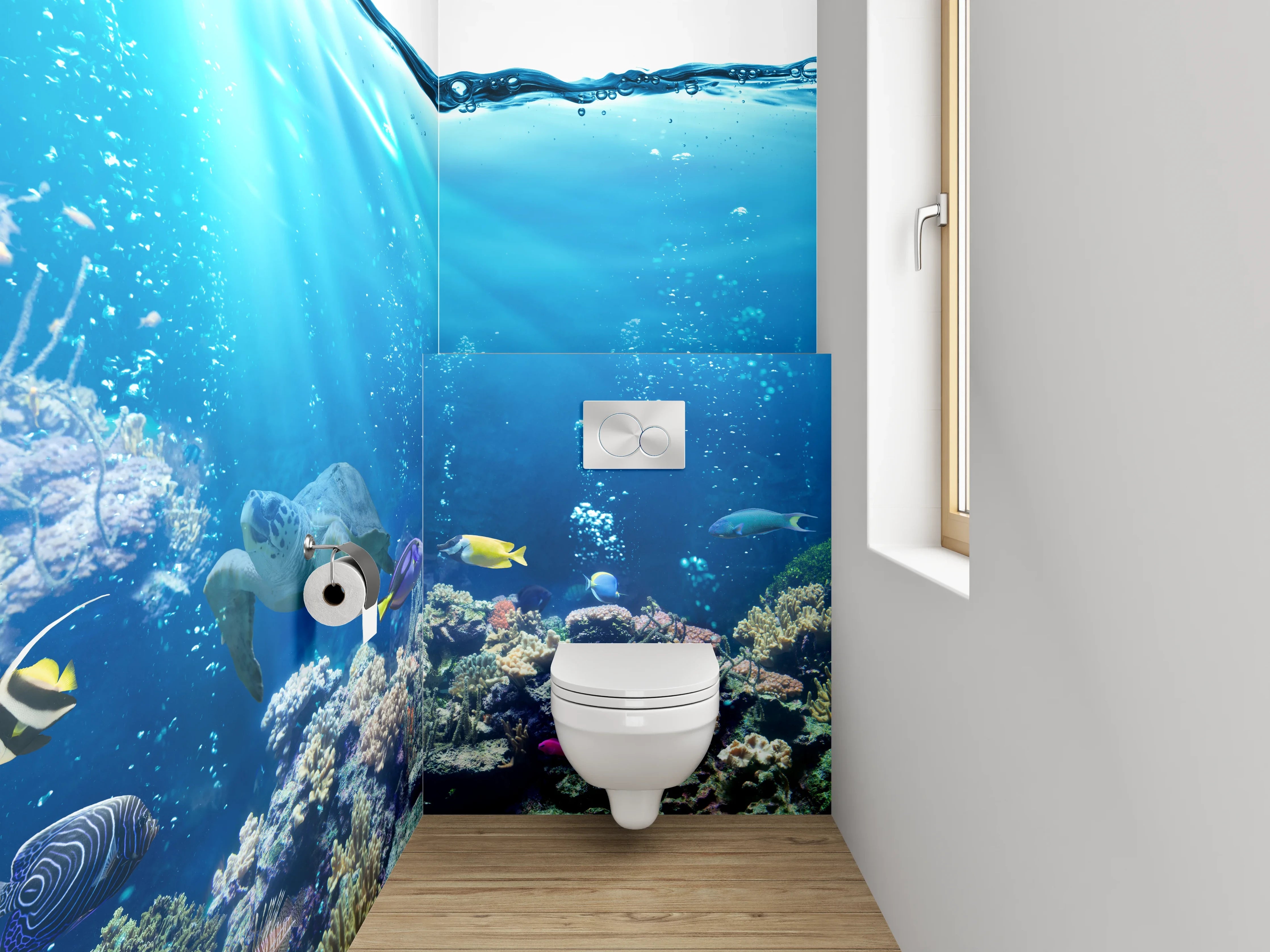 WC-Rückwand - Unterwasserwelt Korallen und Fische