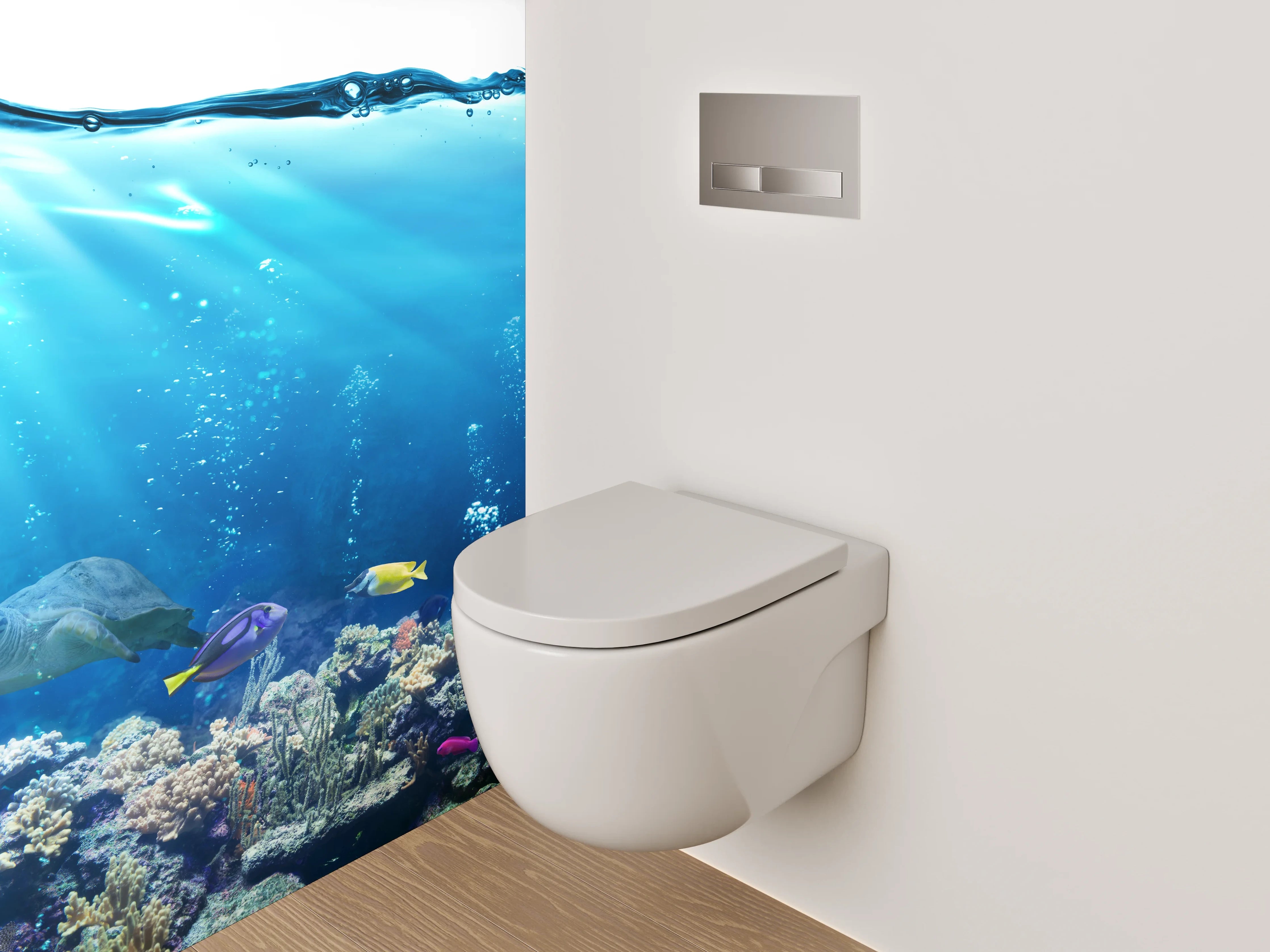 WC-Rückwand - Unterwasserwelt Korallen und Fische