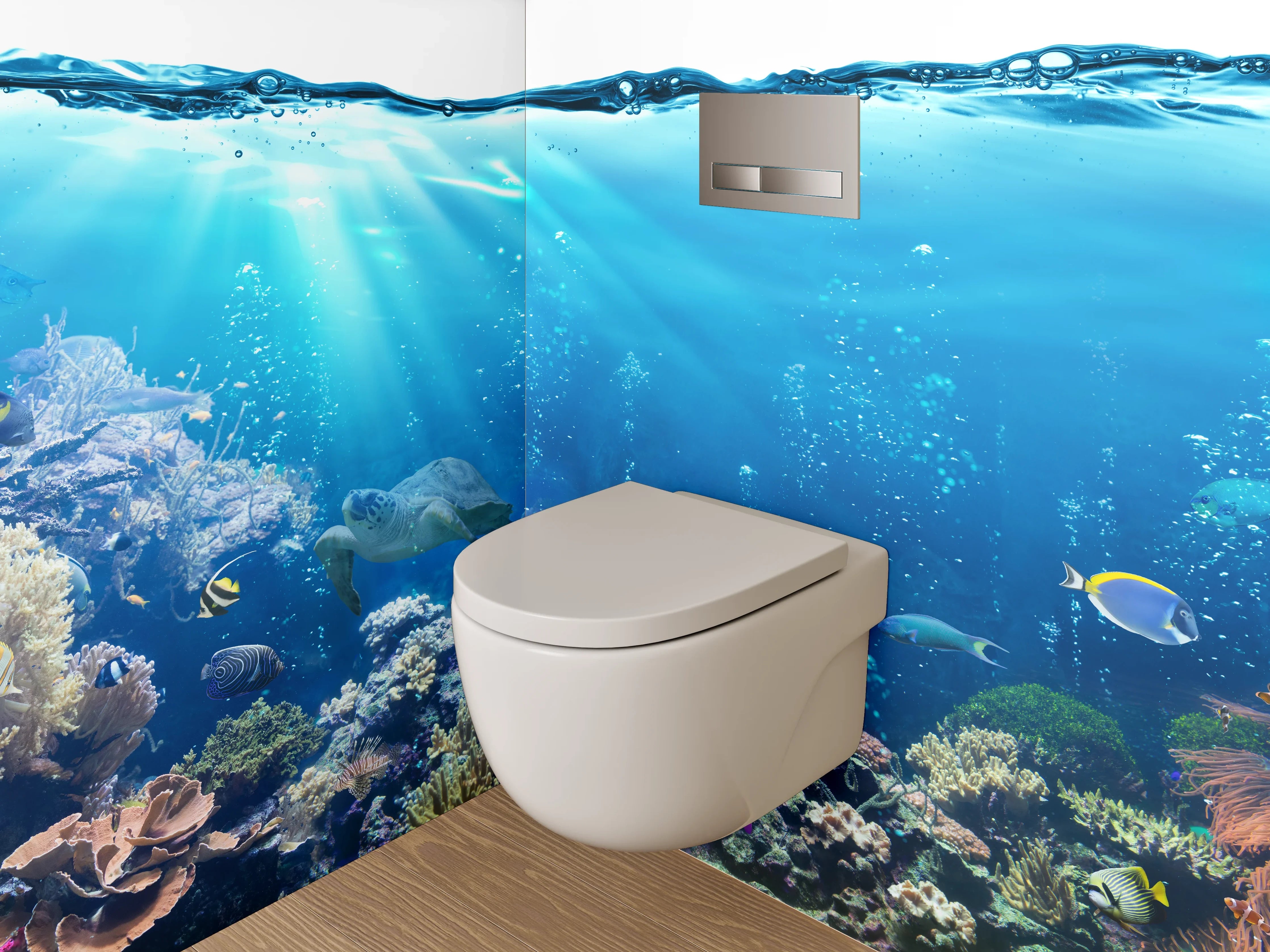 WC-Rückwand - Unterwasserwelt Korallen und Fische