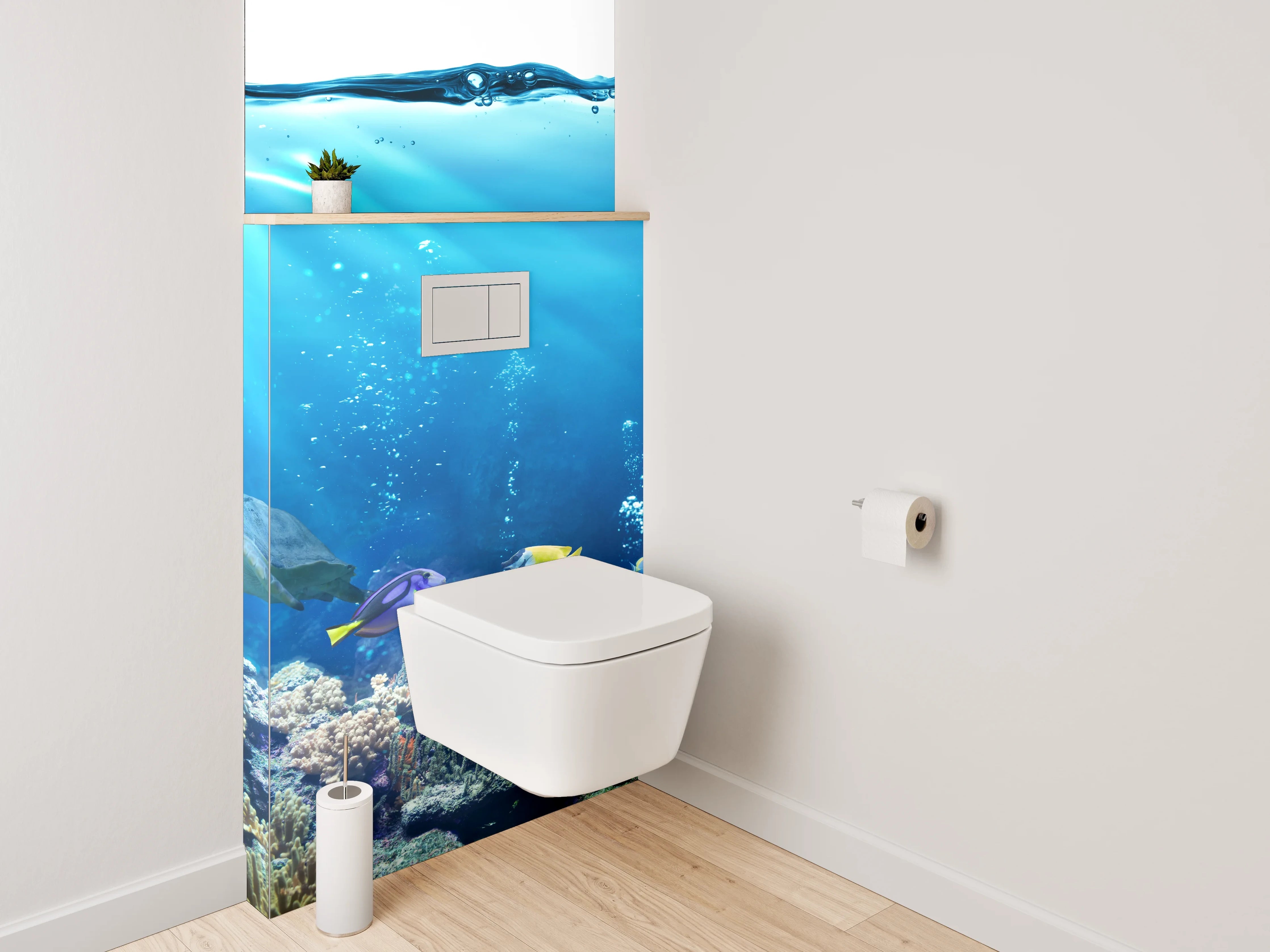 WC-Rückwand - Unterwasserwelt Korallen und Fische