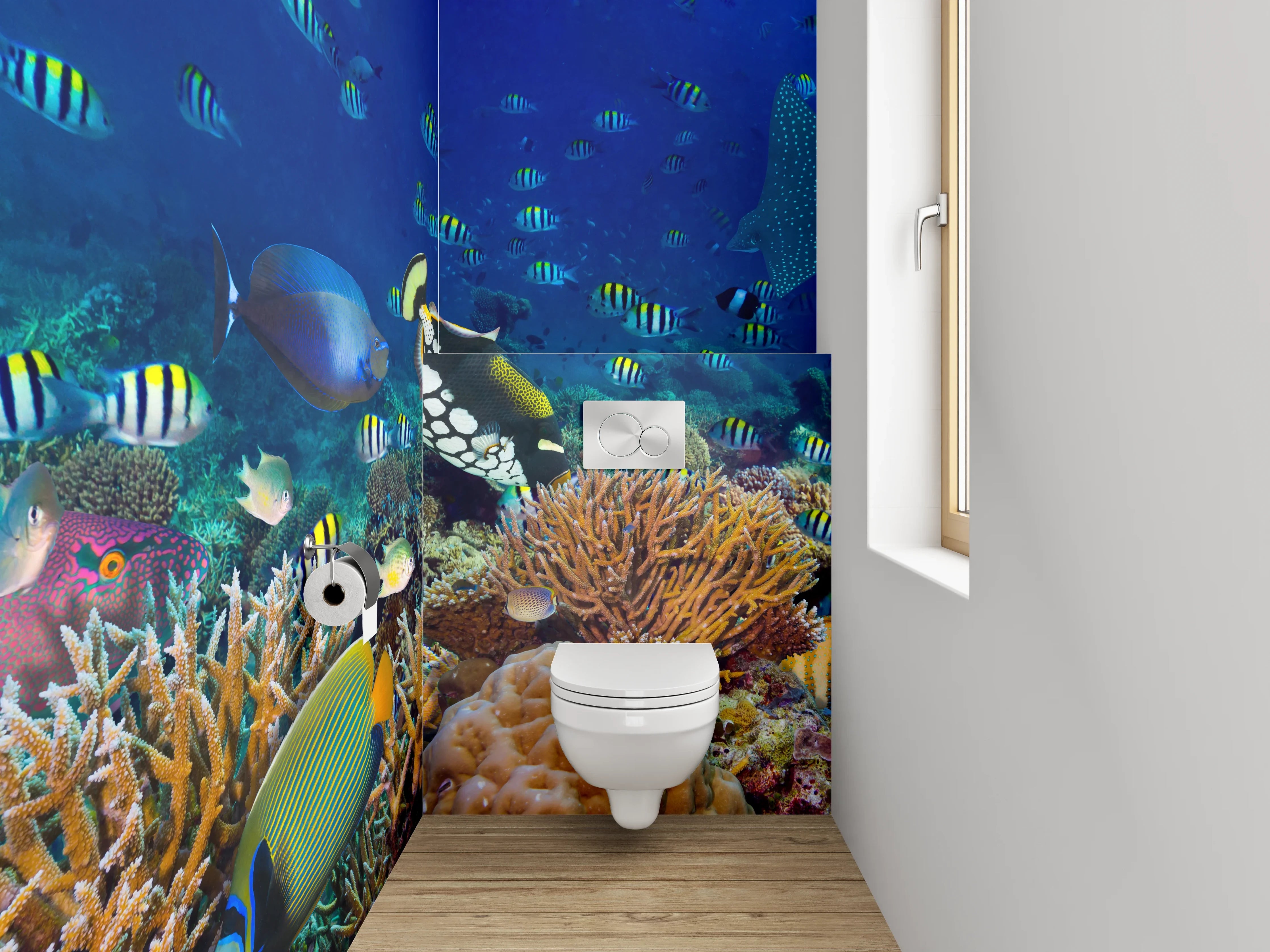 WC-Rückwand - Unterwasserwelt Korallenriff Fische Meer