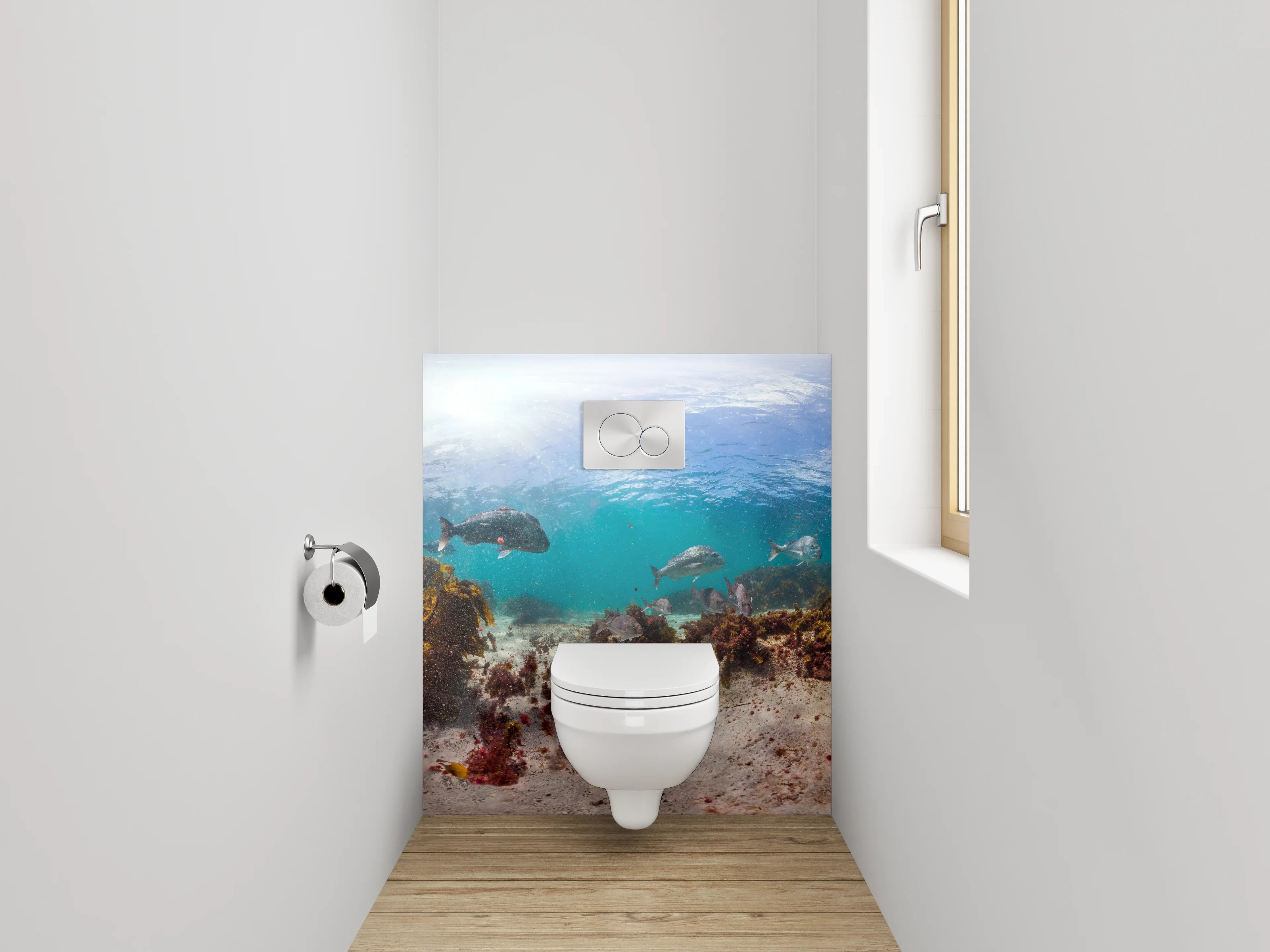 WC-Rückwand - Unterwasserwelt Panorama mit bunten Fischen