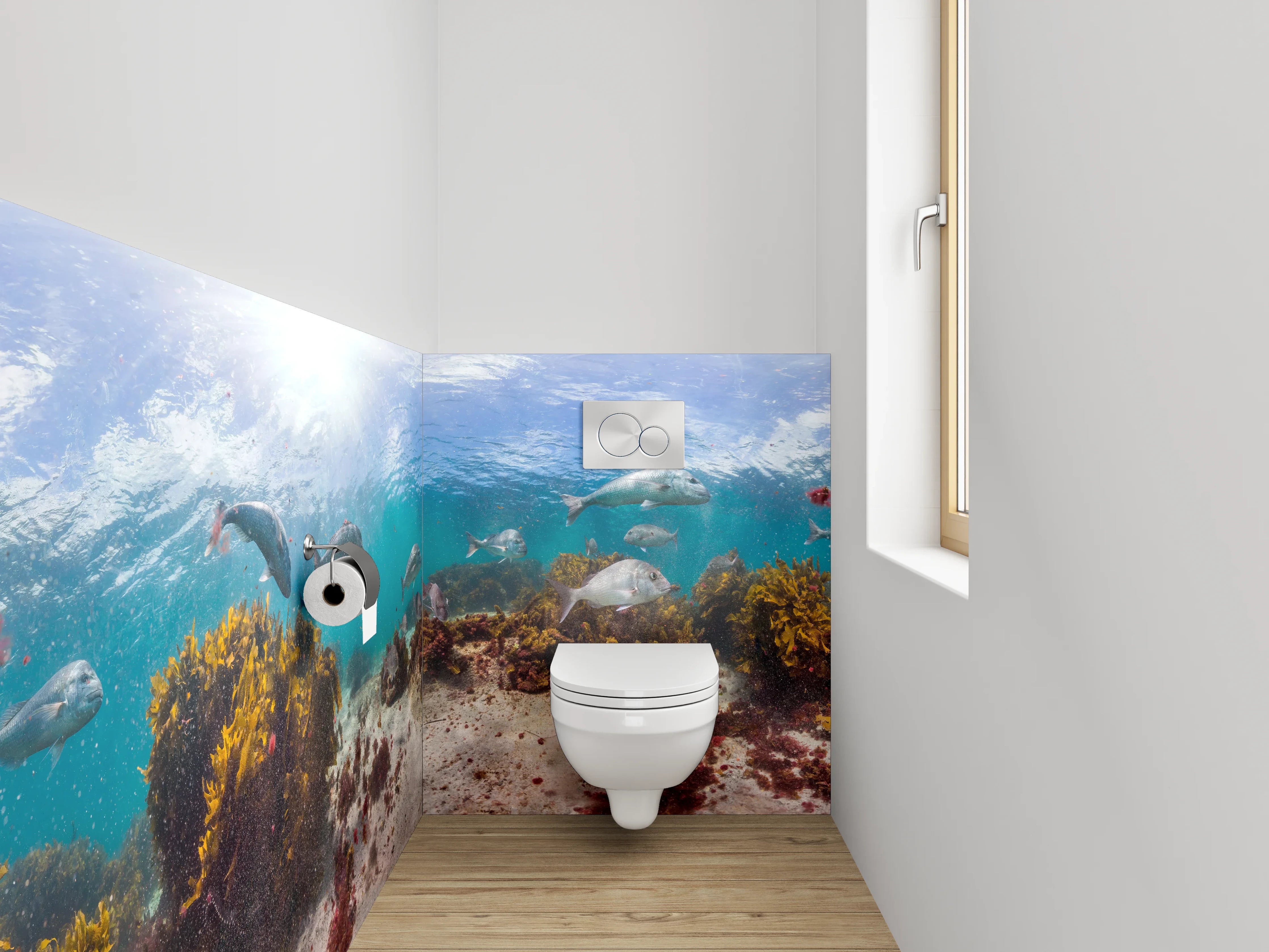 WC-Rückwand - Unterwasserwelt Panorama mit bunten Fischen