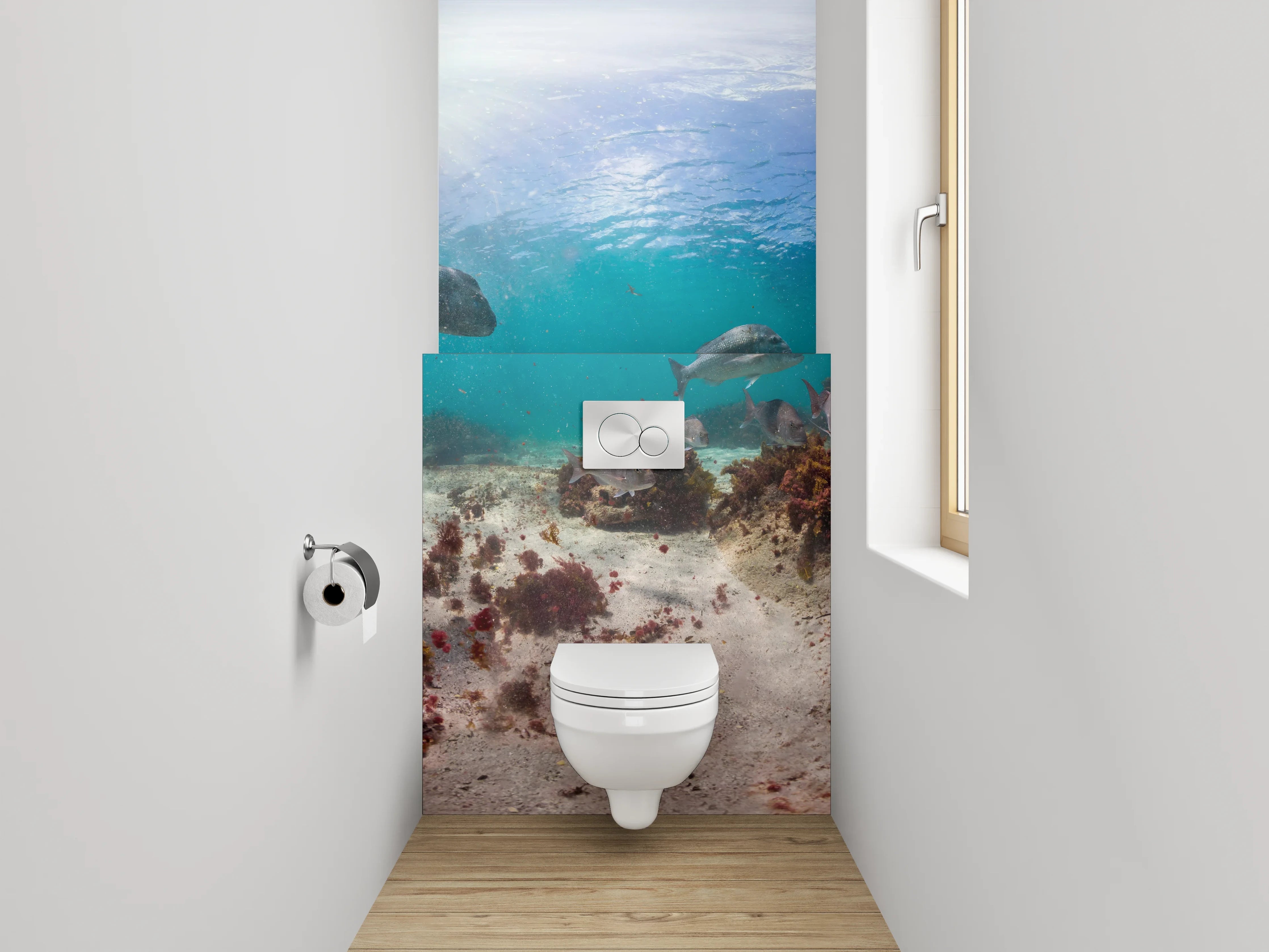 WC-Rückwand - Unterwasserwelt Panorama mit bunten Fischen