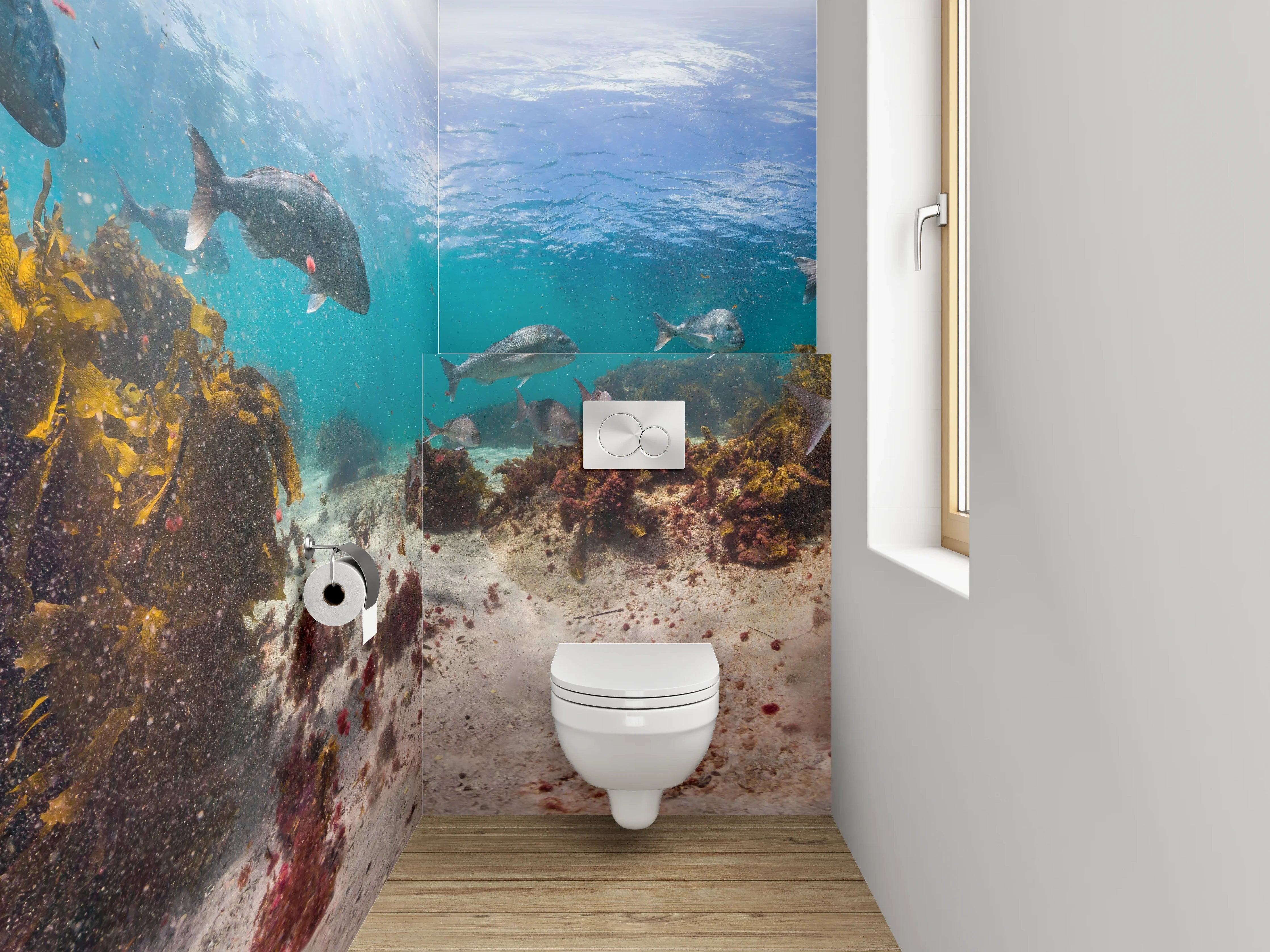 WC-Rückwand - Unterwasserwelt Panorama mit bunten Fischen