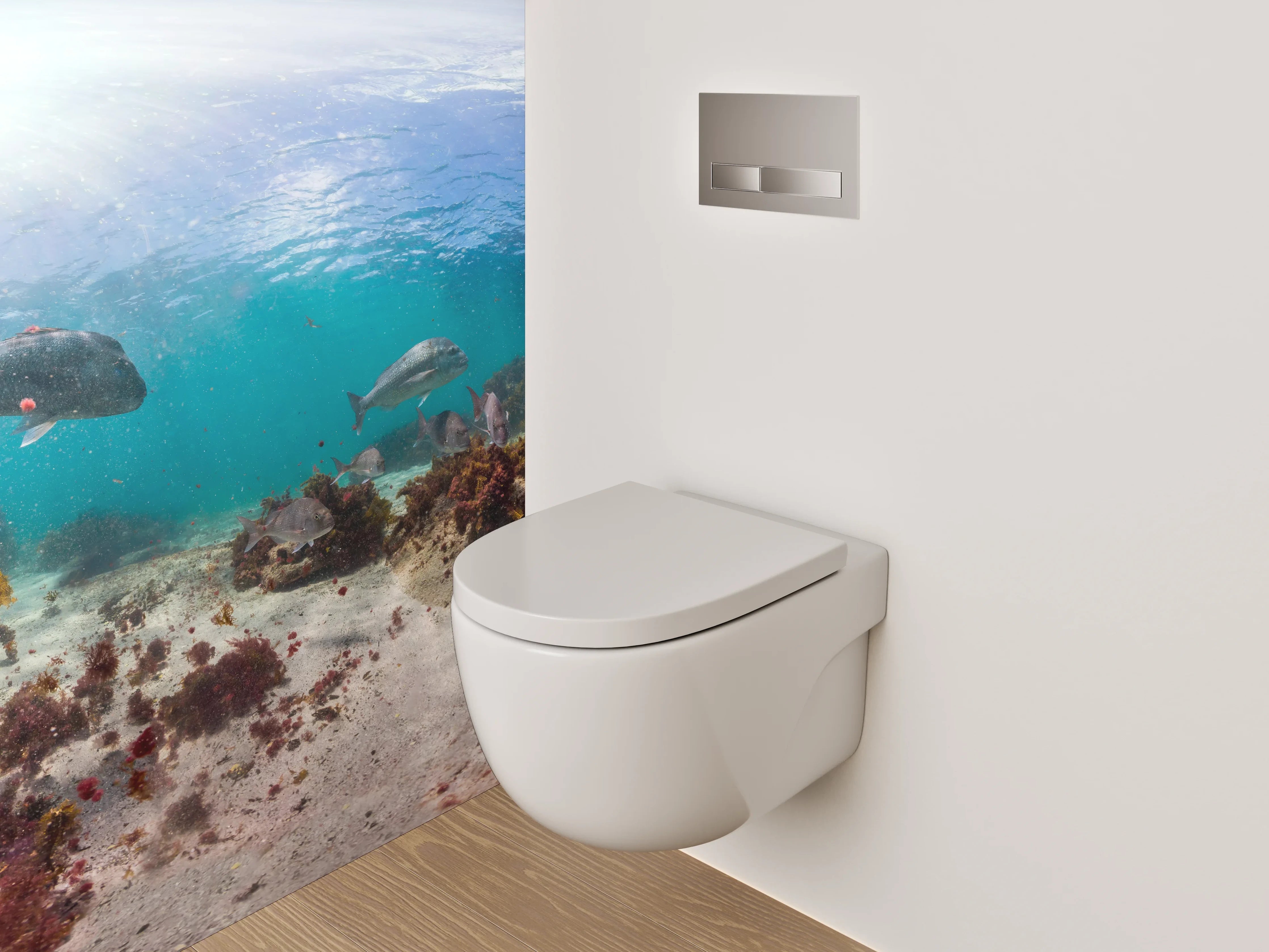 WC-Rückwand - Unterwasserwelt Panorama mit bunten Fischen