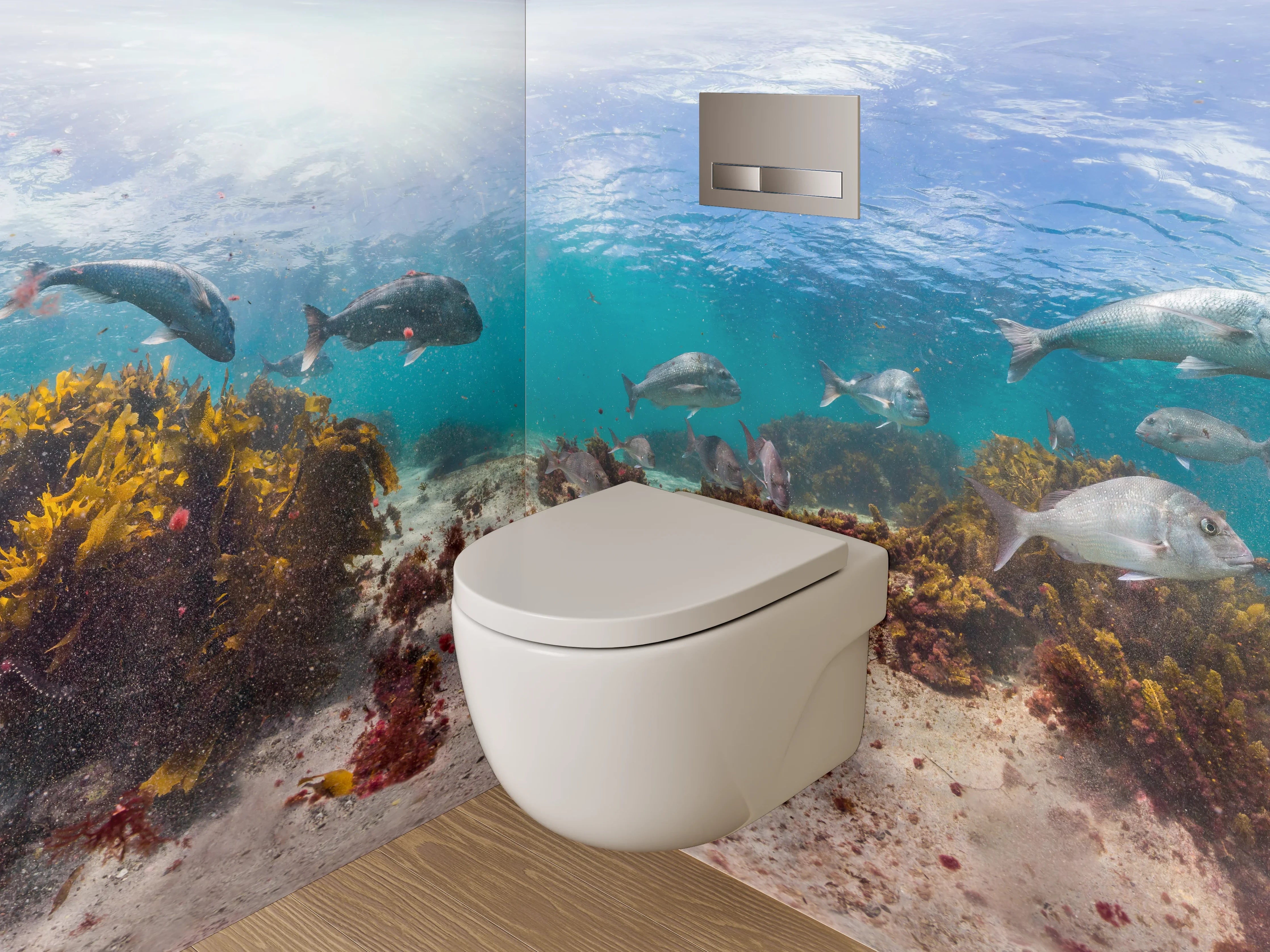 WC-Rückwand - Unterwasserwelt Panorama mit bunten Fischen
