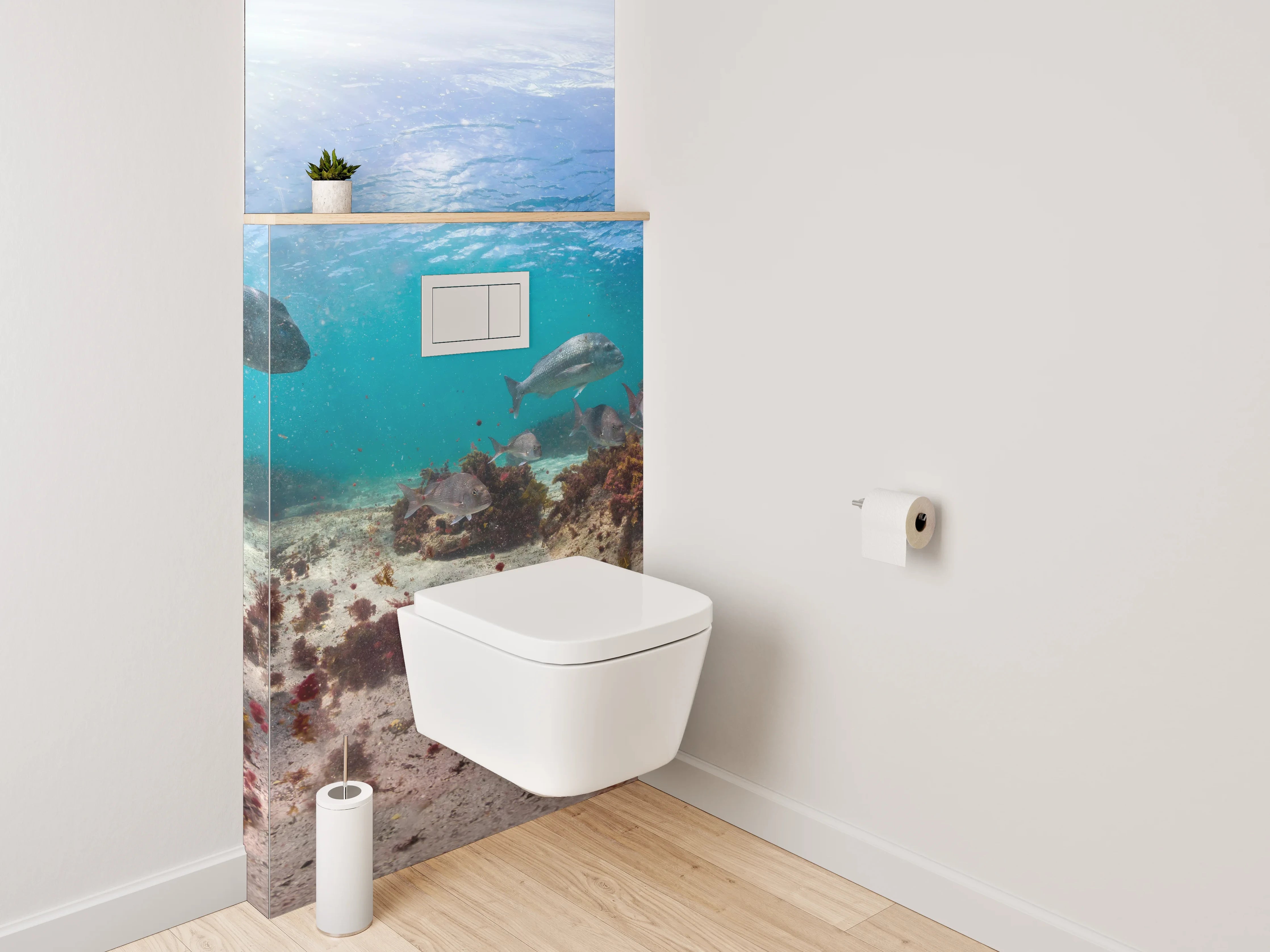 WC-Rückwand - Unterwasserwelt Panorama mit bunten Fischen