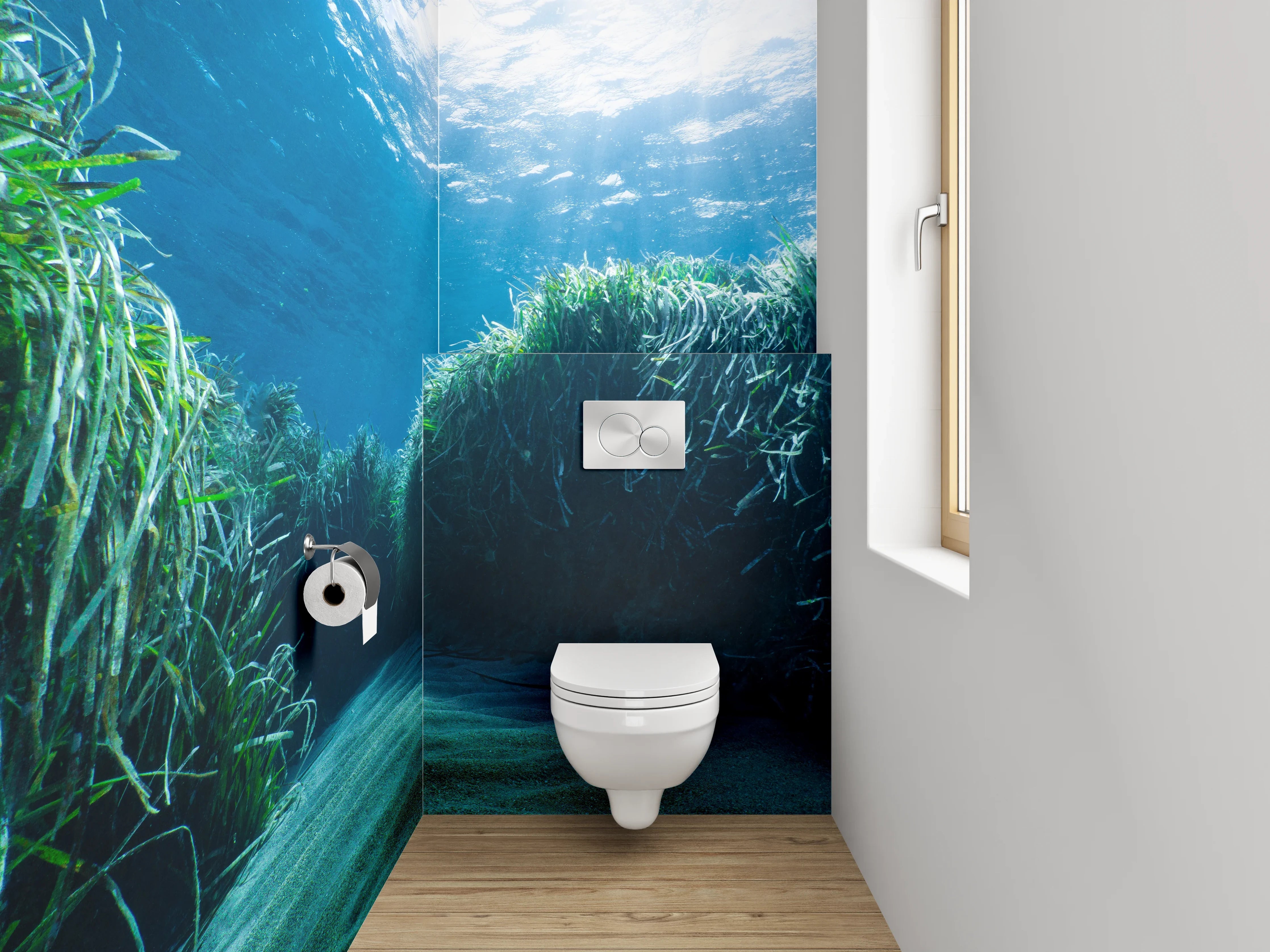 WC-Rückwand - Unterwasserwelt Seegras Meerblick