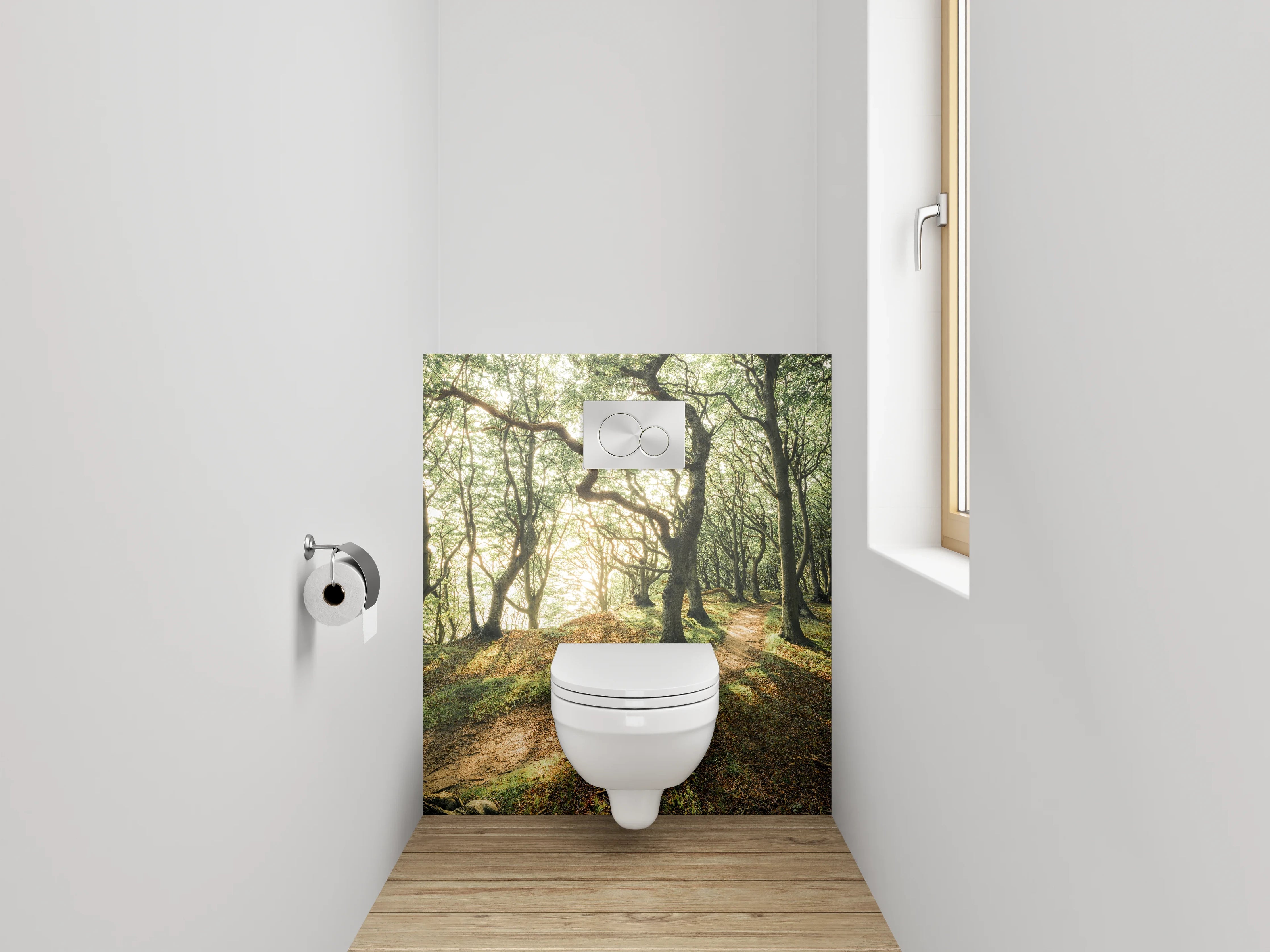WC-Rückwand - Verzauberter Morgenwald Sonnenlicht