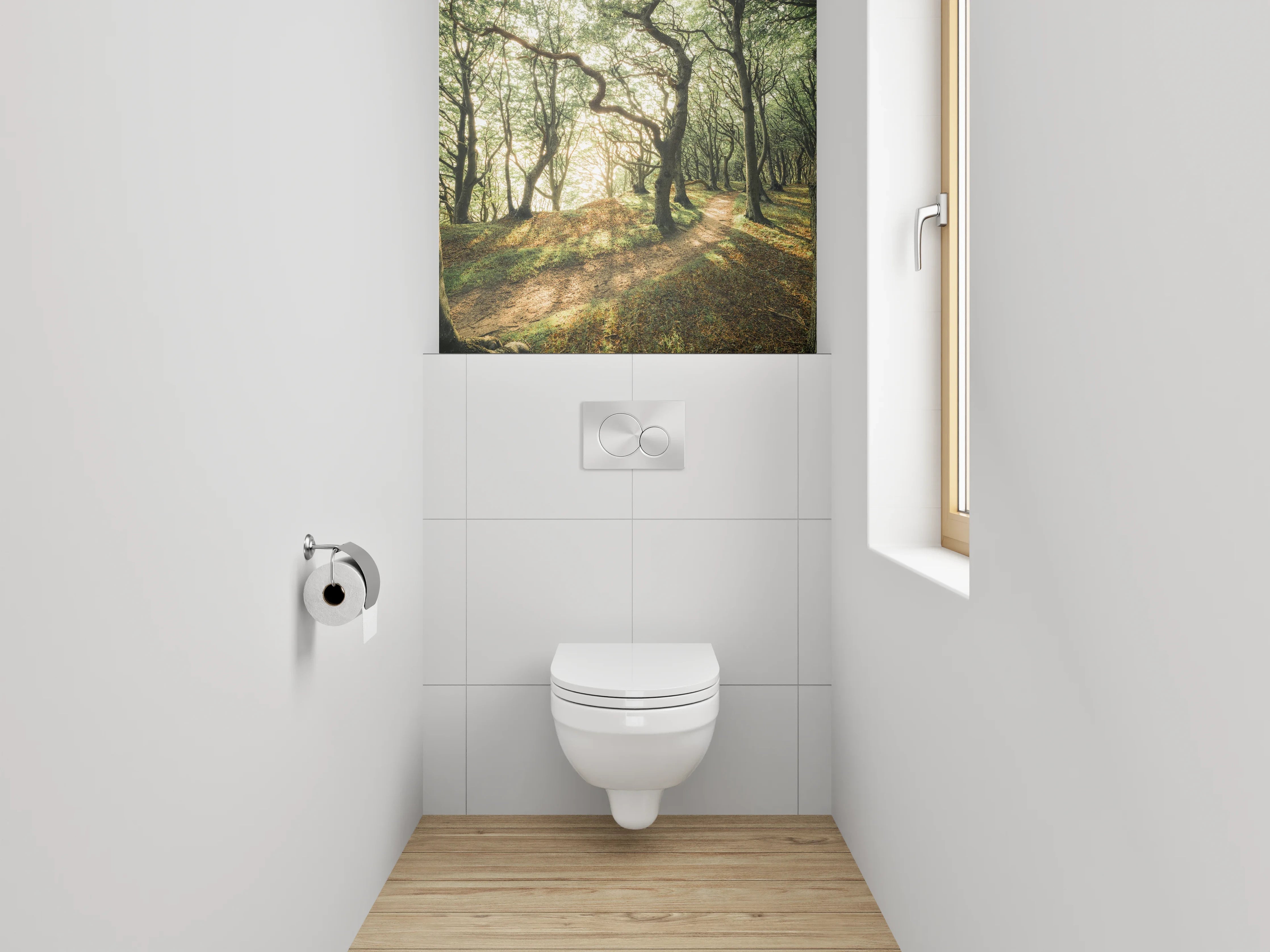 WC-Rückwand - Verzauberter Morgenwald Sonnenlicht