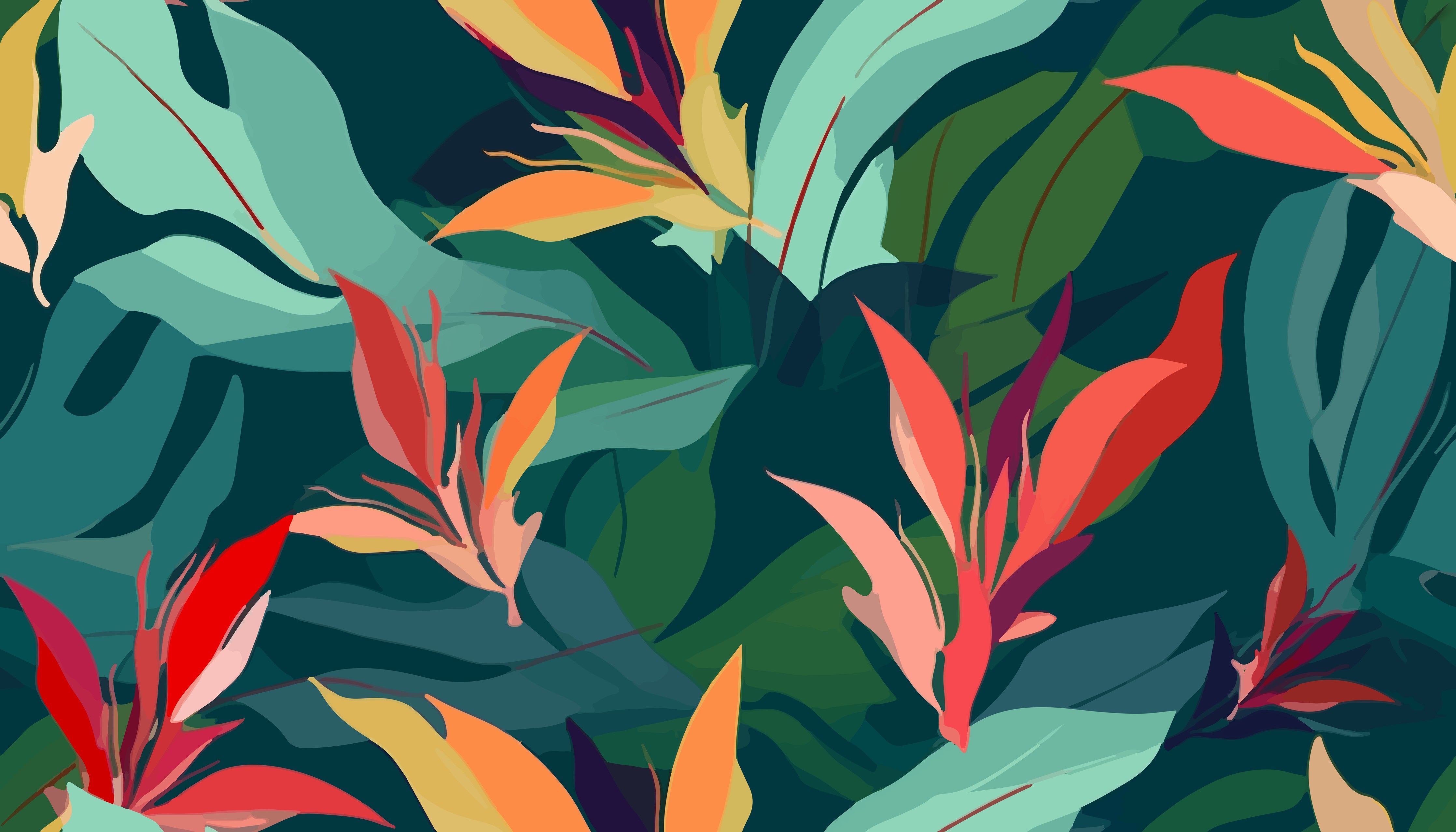 WC-Rückwand-Vibrantes Blumenmuster mit tropischer Atmosphäre