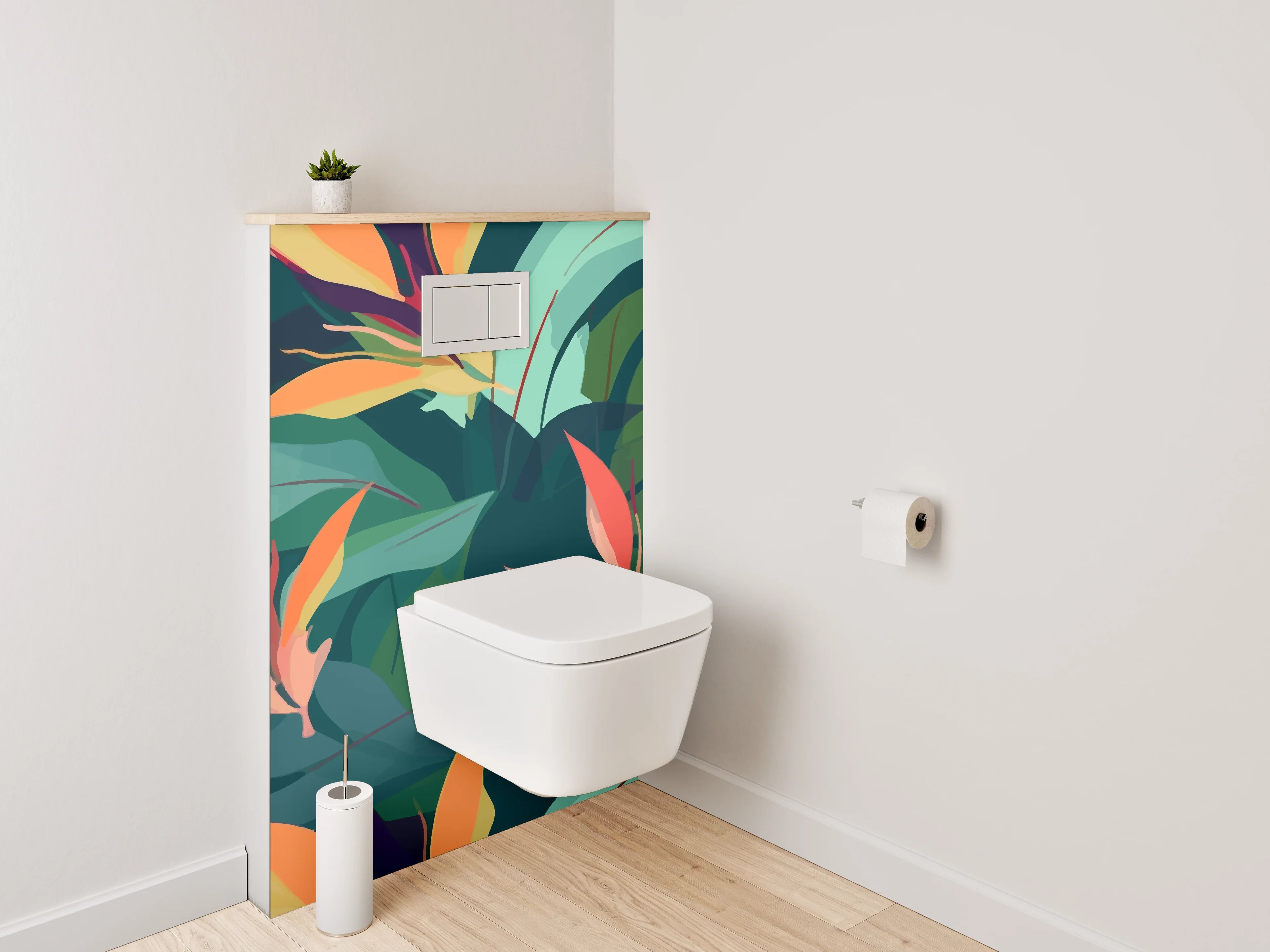 WC-Rückwand - Vibrantes Blumenmuster mit tropischer Atmosphäre